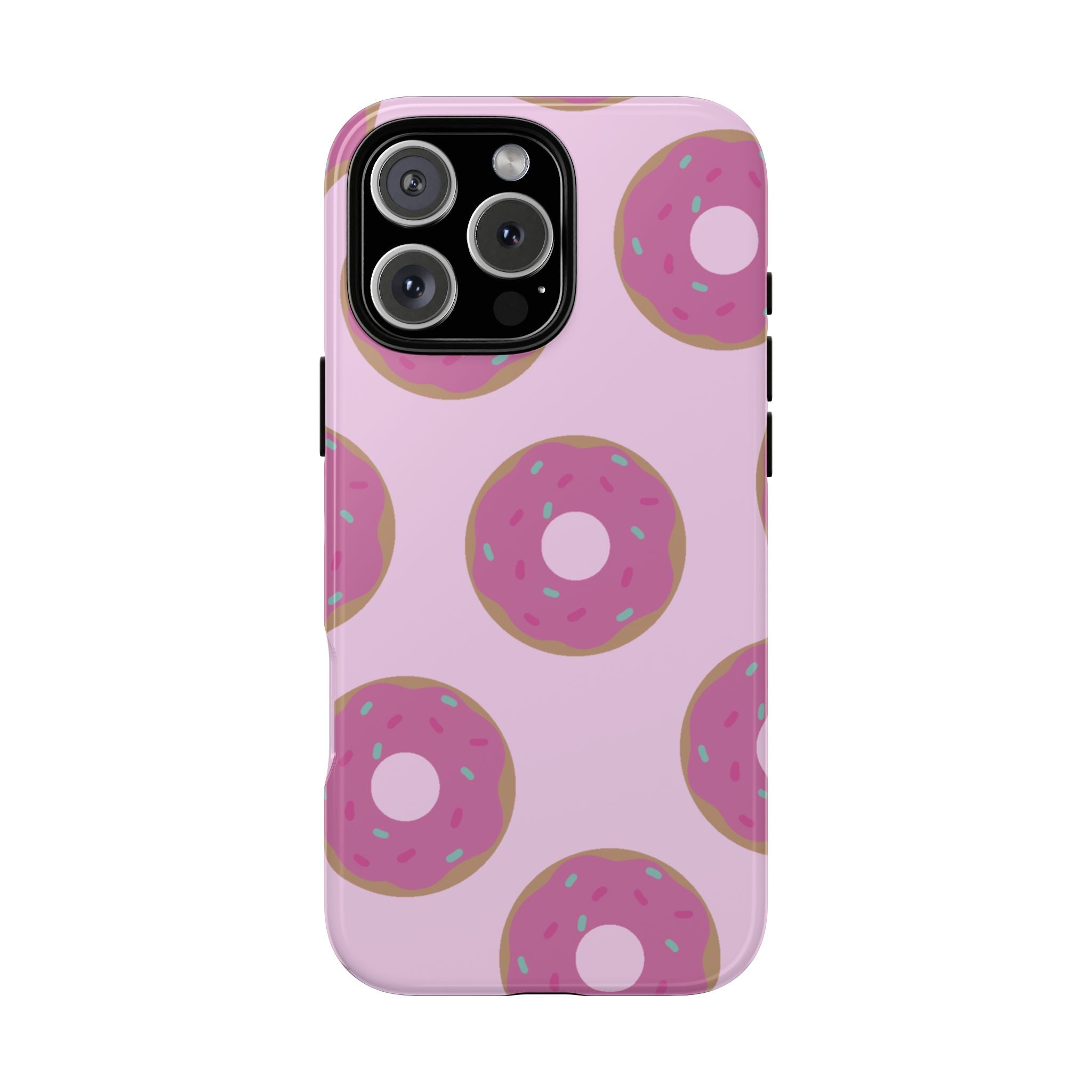 Pink Donut Pattern Tough Phone Case — Cute Sprinkles Protective Cover