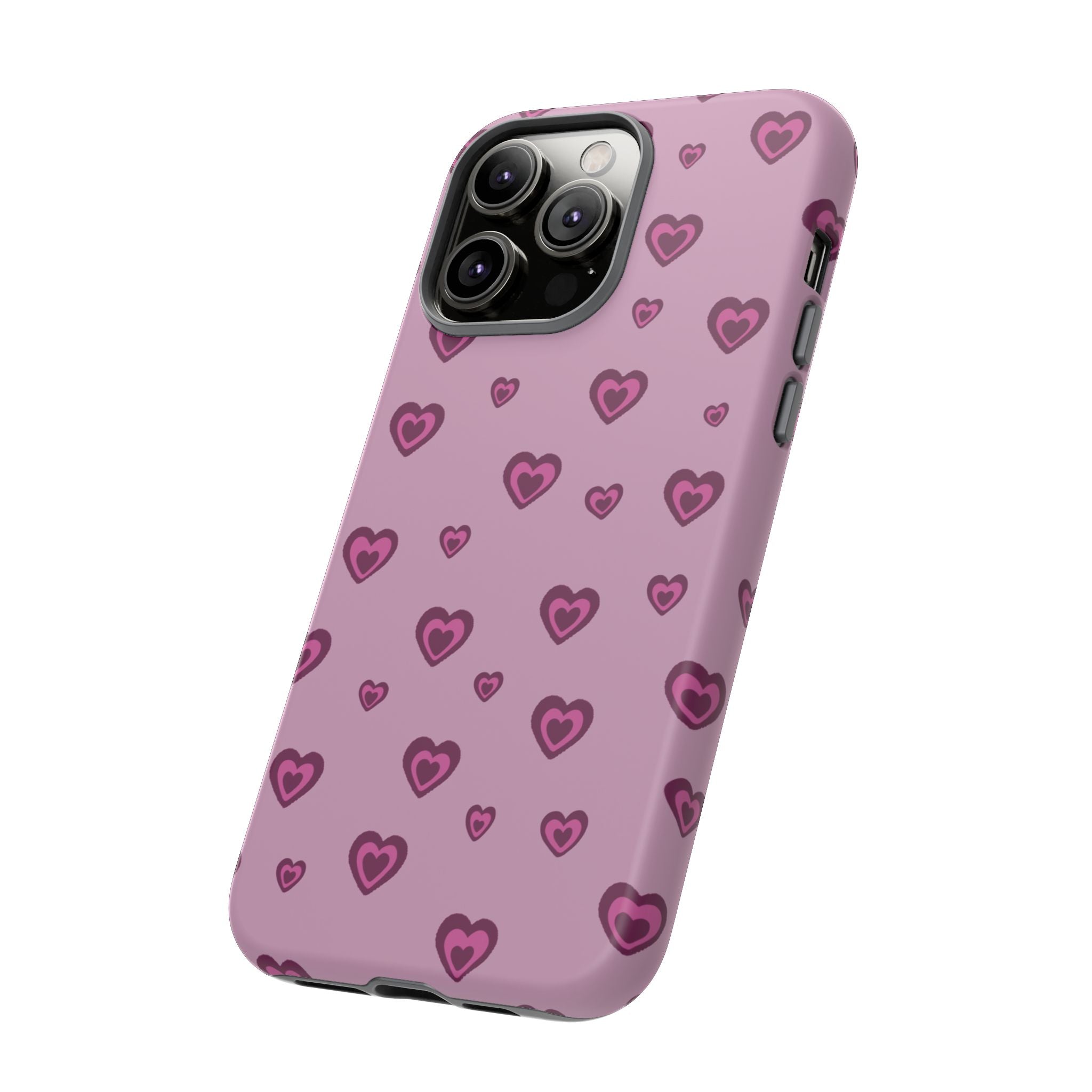 Pink Heart Pattern Tough Phone Case — Cute Protective iPhone Cover