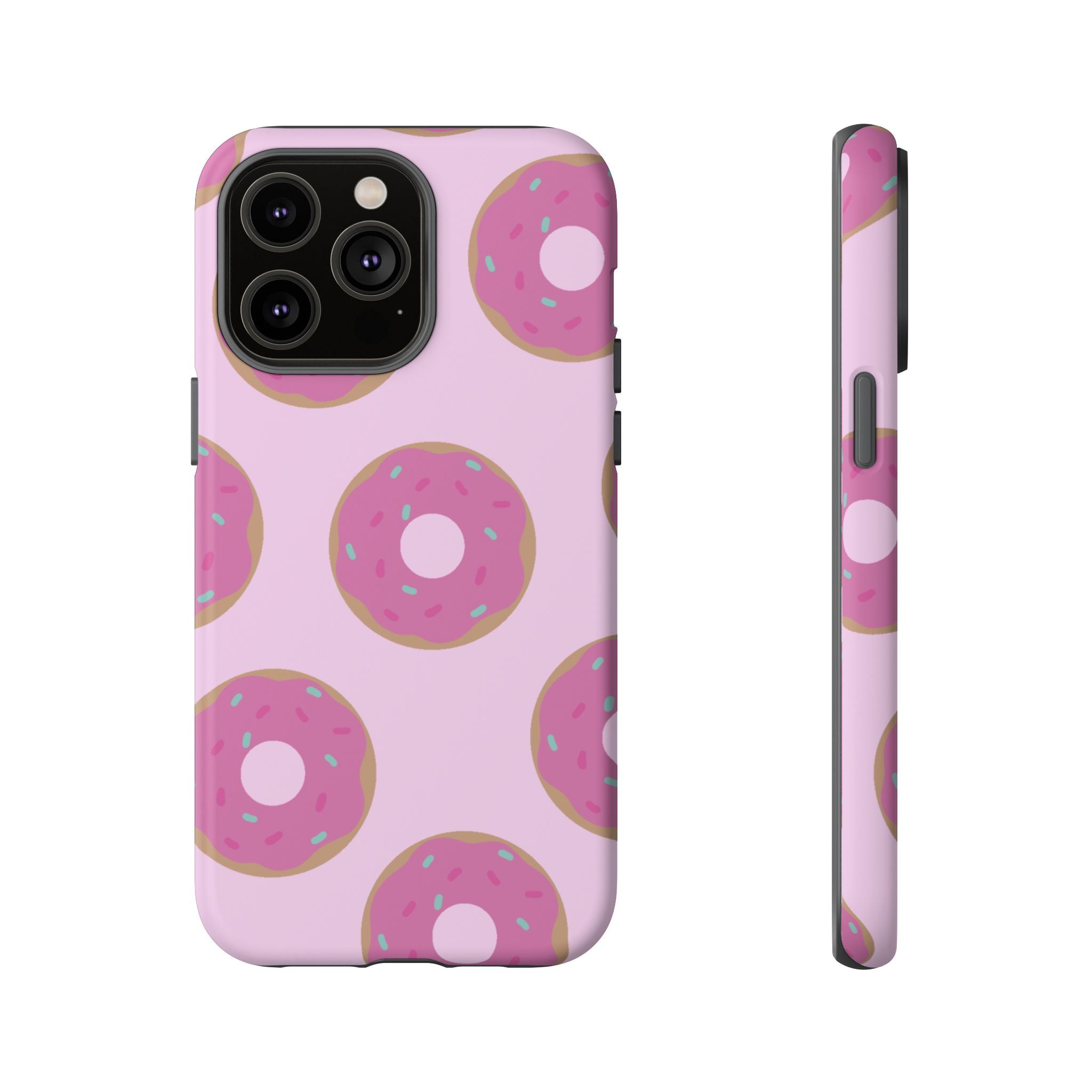 Pink Donut Pattern Tough Phone Case — Cute Sprinkles Protective Cover