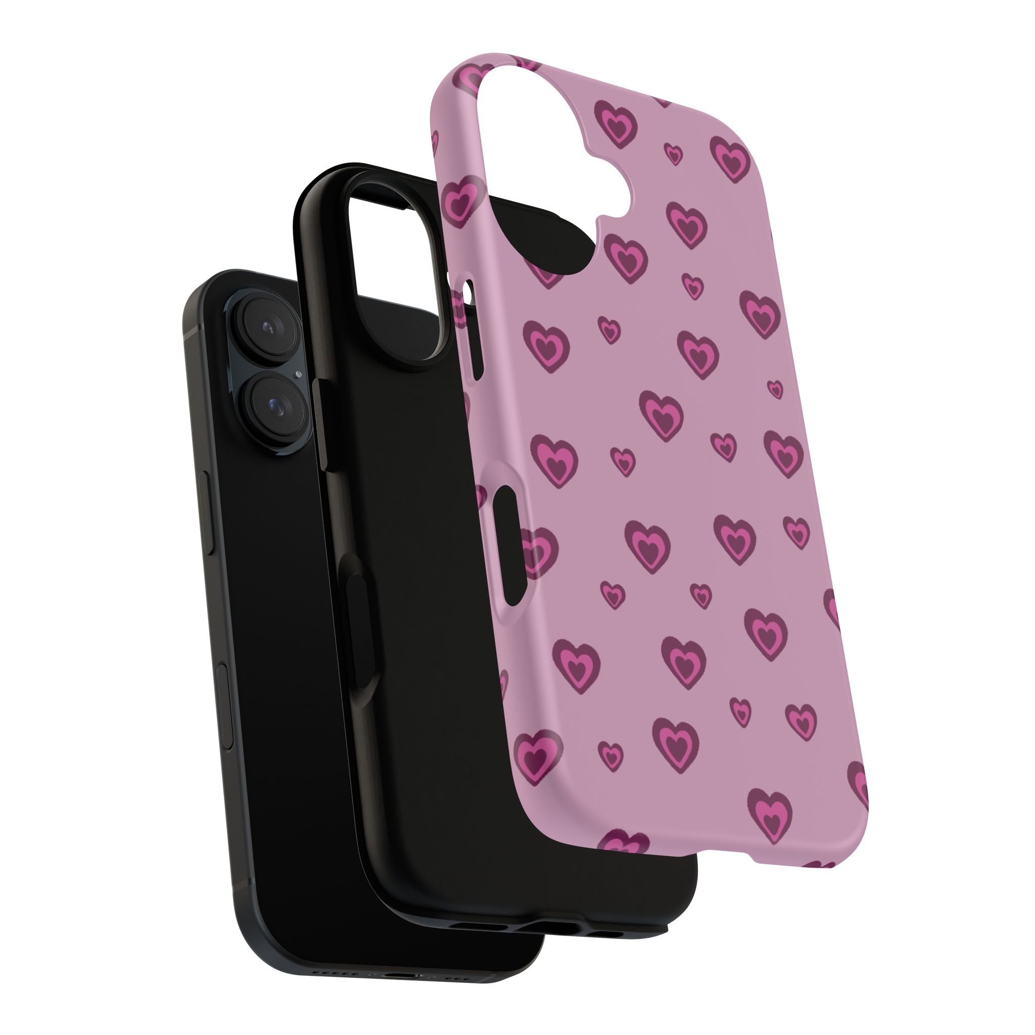 Pink Heart Pattern Tough Phone Case — Cute Protective iPhone Cover