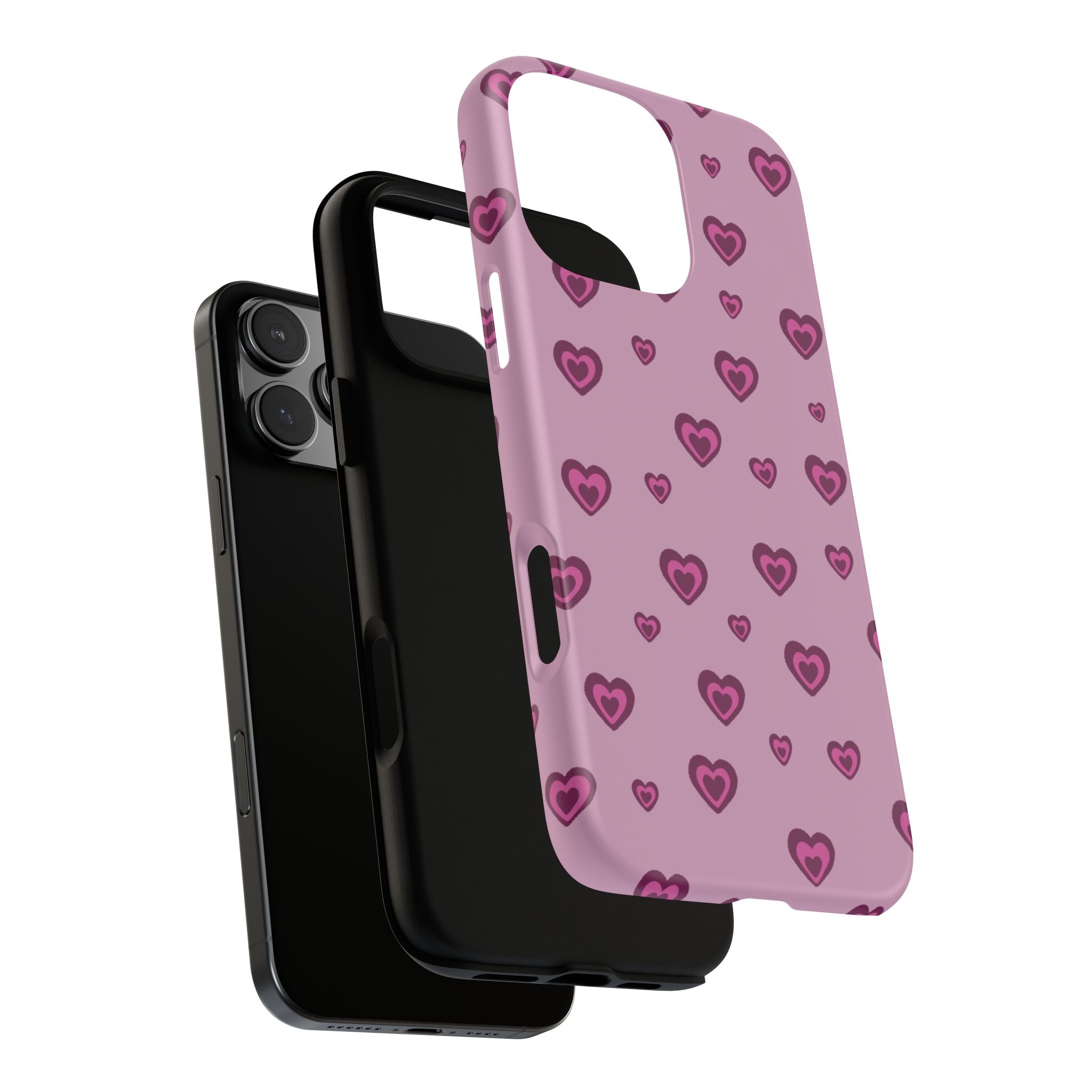 Pink Heart Pattern Tough Phone Case — Cute Protective iPhone Cover