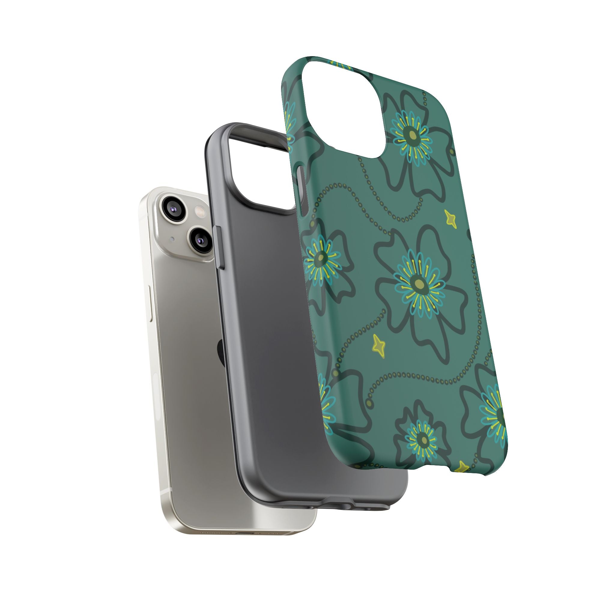 Tough Cases - Teal Floral Protective Phone Case