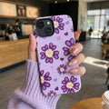 Purple Floral Heart Tough Phone Case — Cute Daisy Pattern Protective Cover
