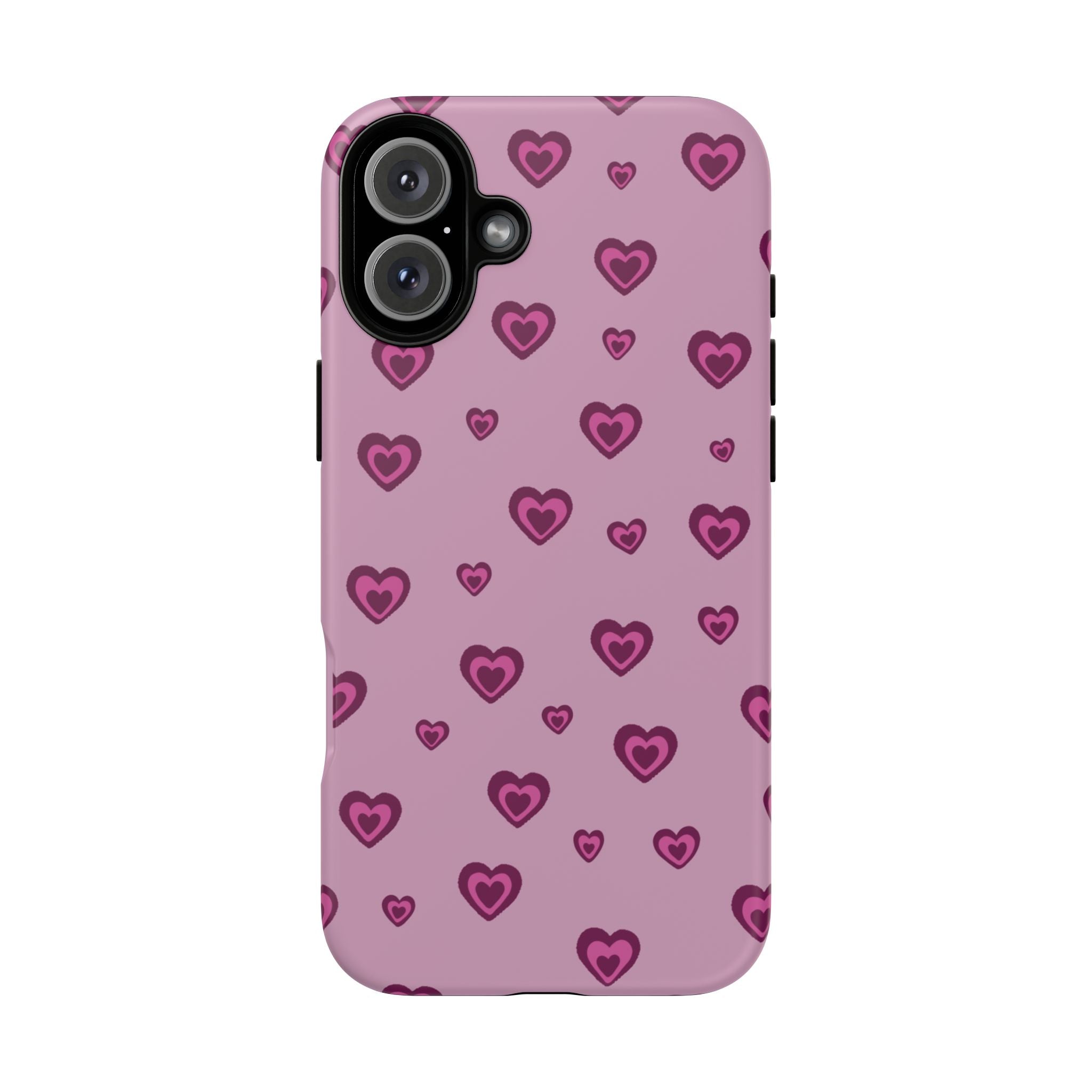 Pink Heart Pattern Tough Phone Case — Cute Protective iPhone Cover