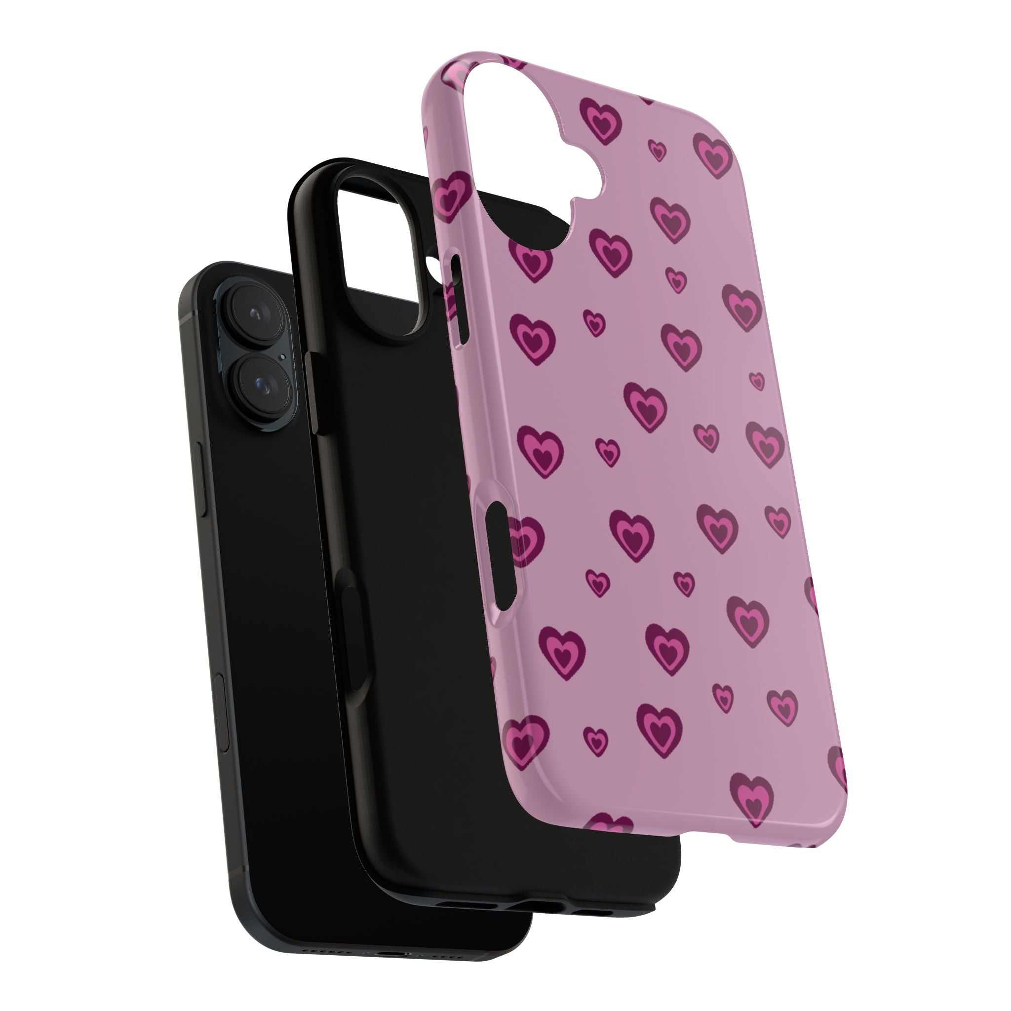 Pink Heart Pattern Tough Phone Case — Cute Protective iPhone Cover