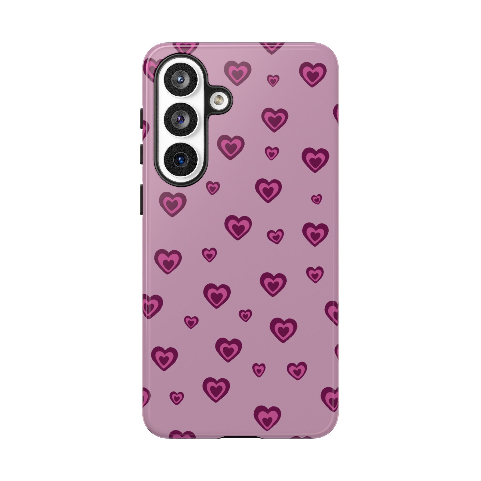Pink Heart Pattern Tough Phone Case — Cute Protective iPhone Cover