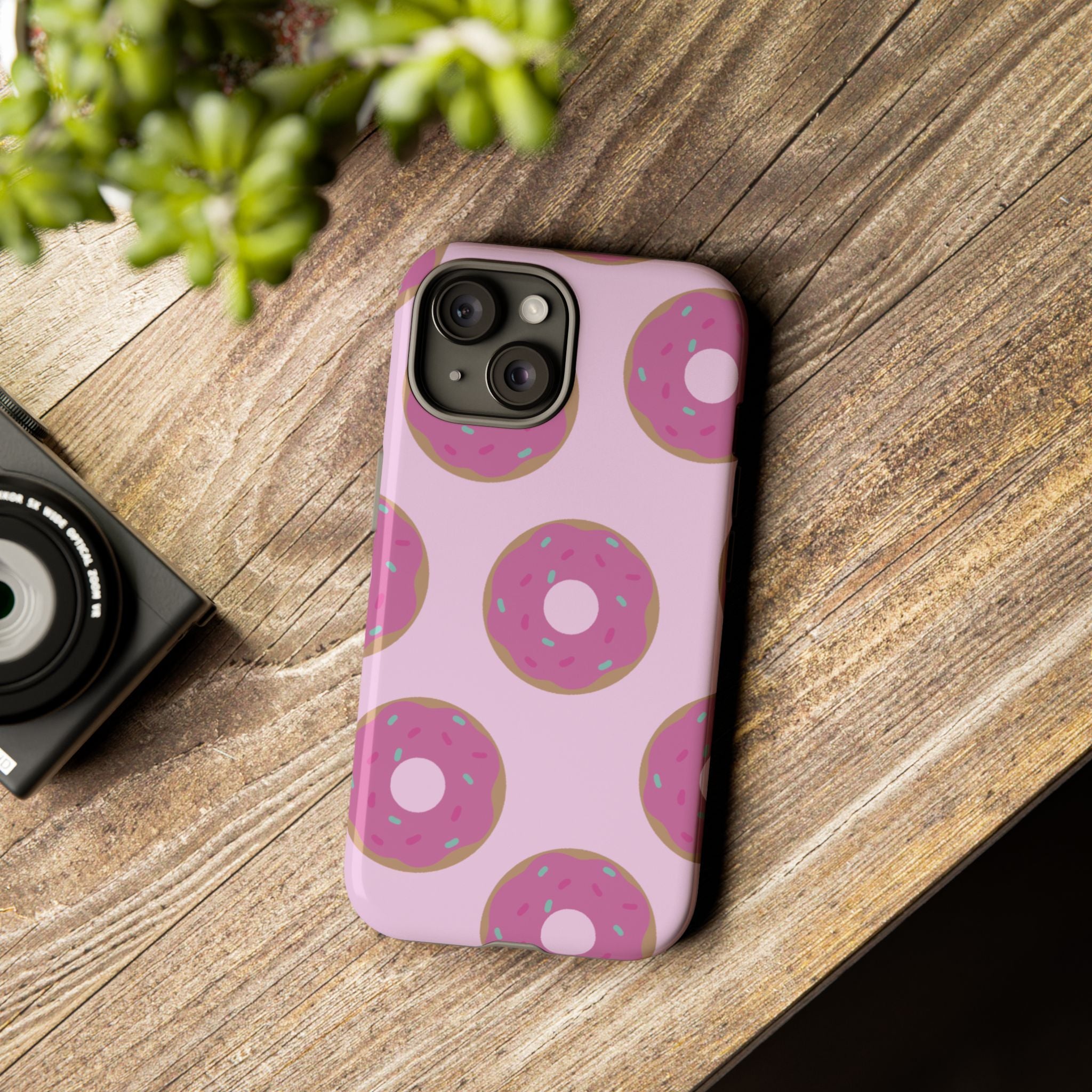 Pink Donut Pattern Tough Phone Case — Cute Sprinkles Protective Cover
