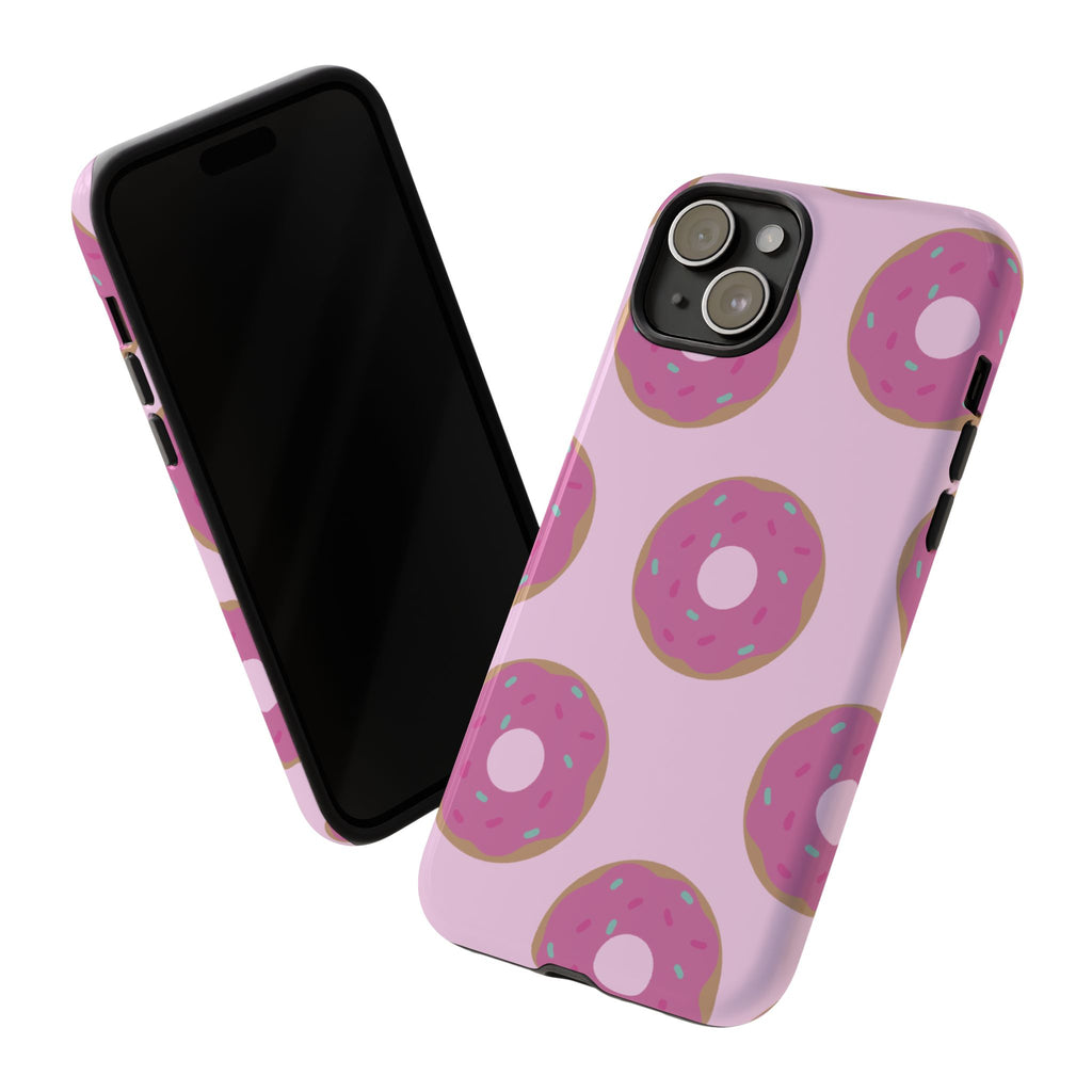 Pink Donut Pattern Tough Phone Case — Cute Sprinkles Protective Cover