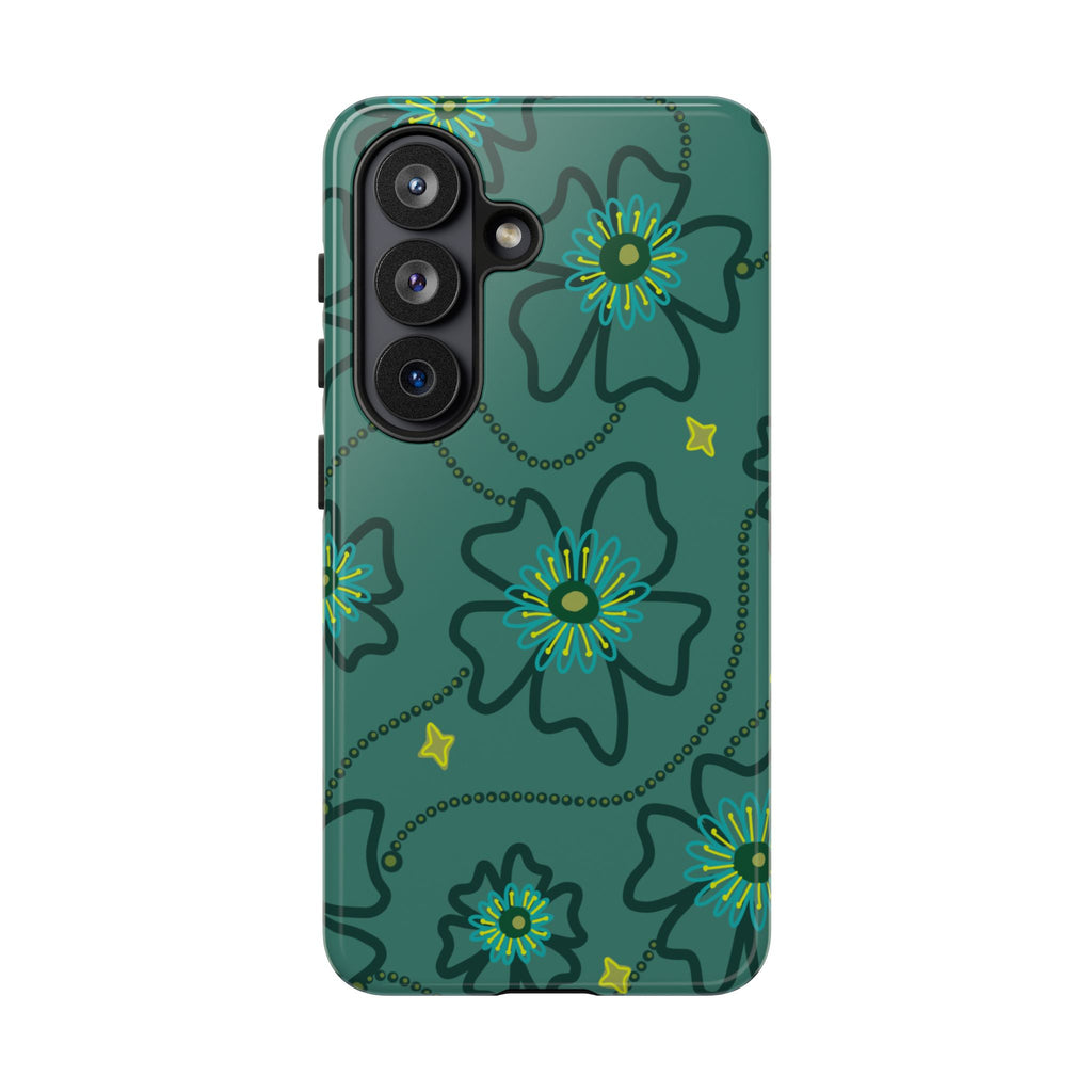 Tough Cases - Teal Floral Protective Phone Case