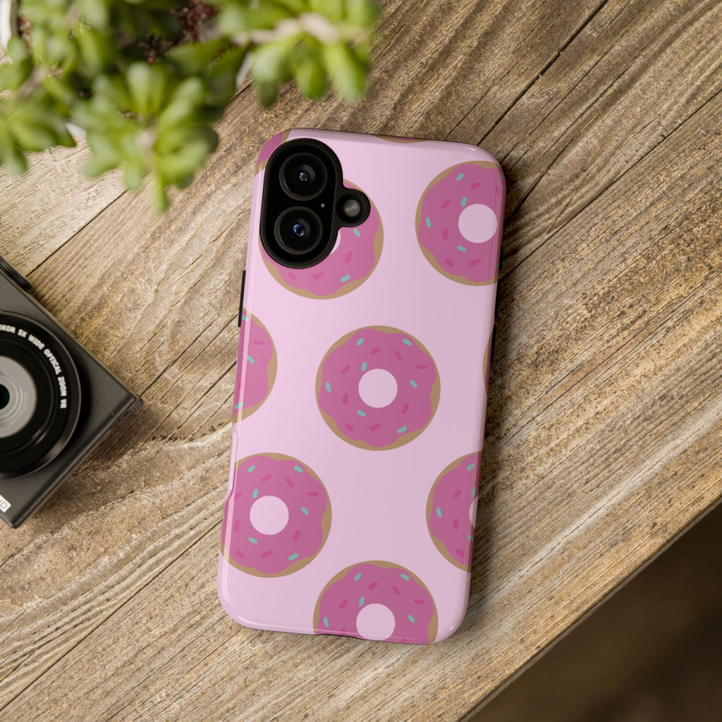 Pink Donut Pattern Tough Phone Case — Cute Sprinkles Protective Cover