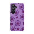 Phone Case - Purple Floral Hearts Protective Tough Case