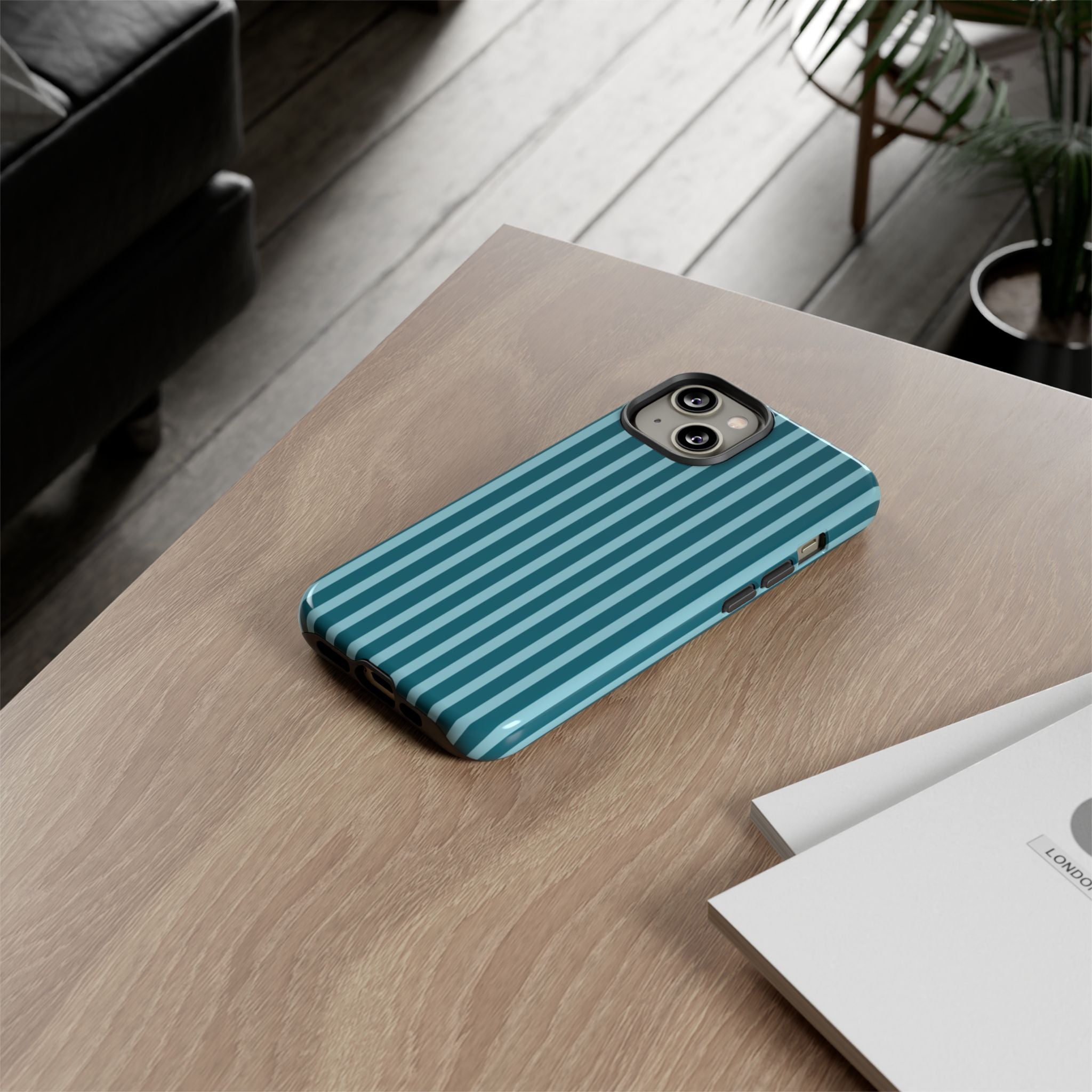 Striped Teal Tough Phone Case