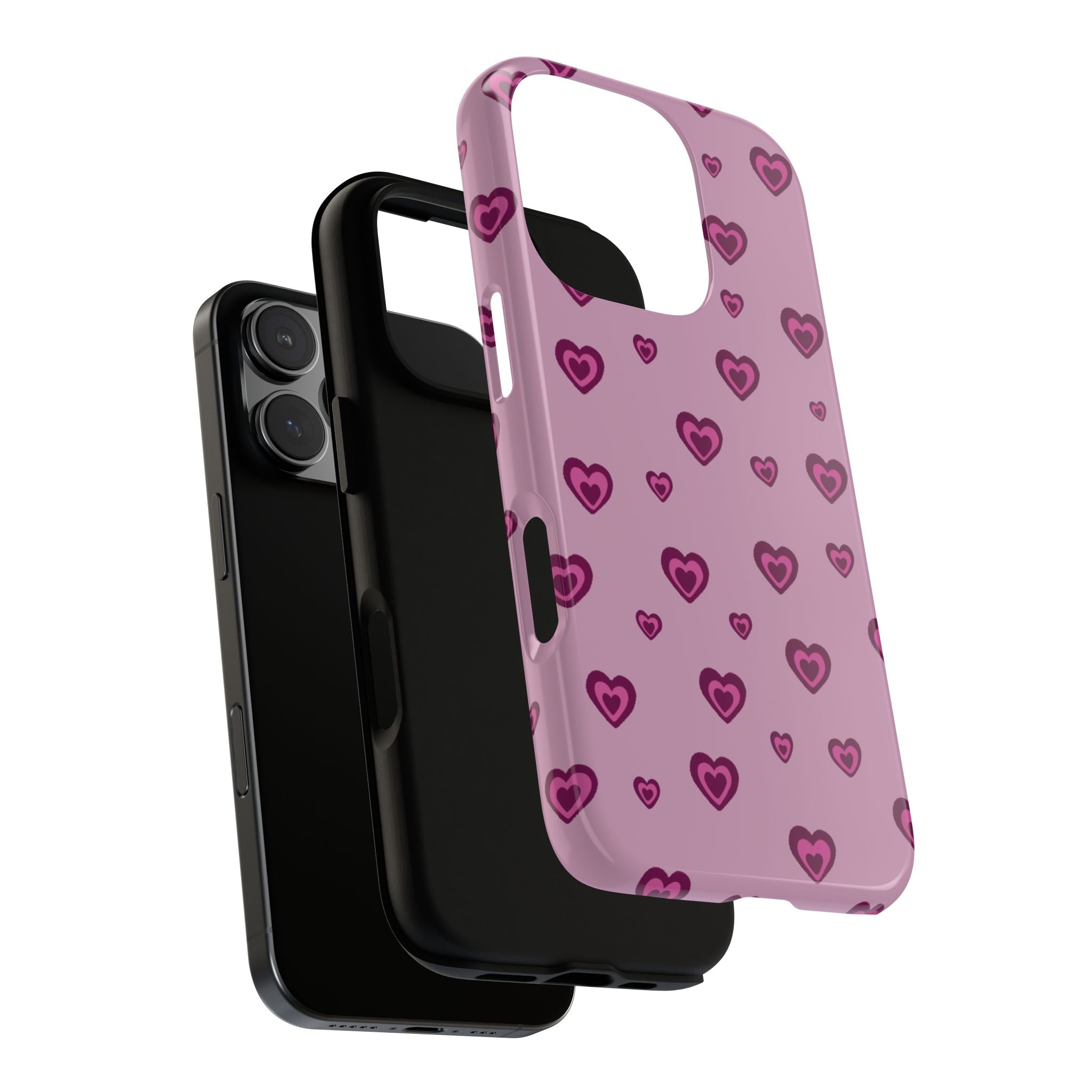 Pink Heart Pattern Tough Phone Case — Cute Protective iPhone Cover