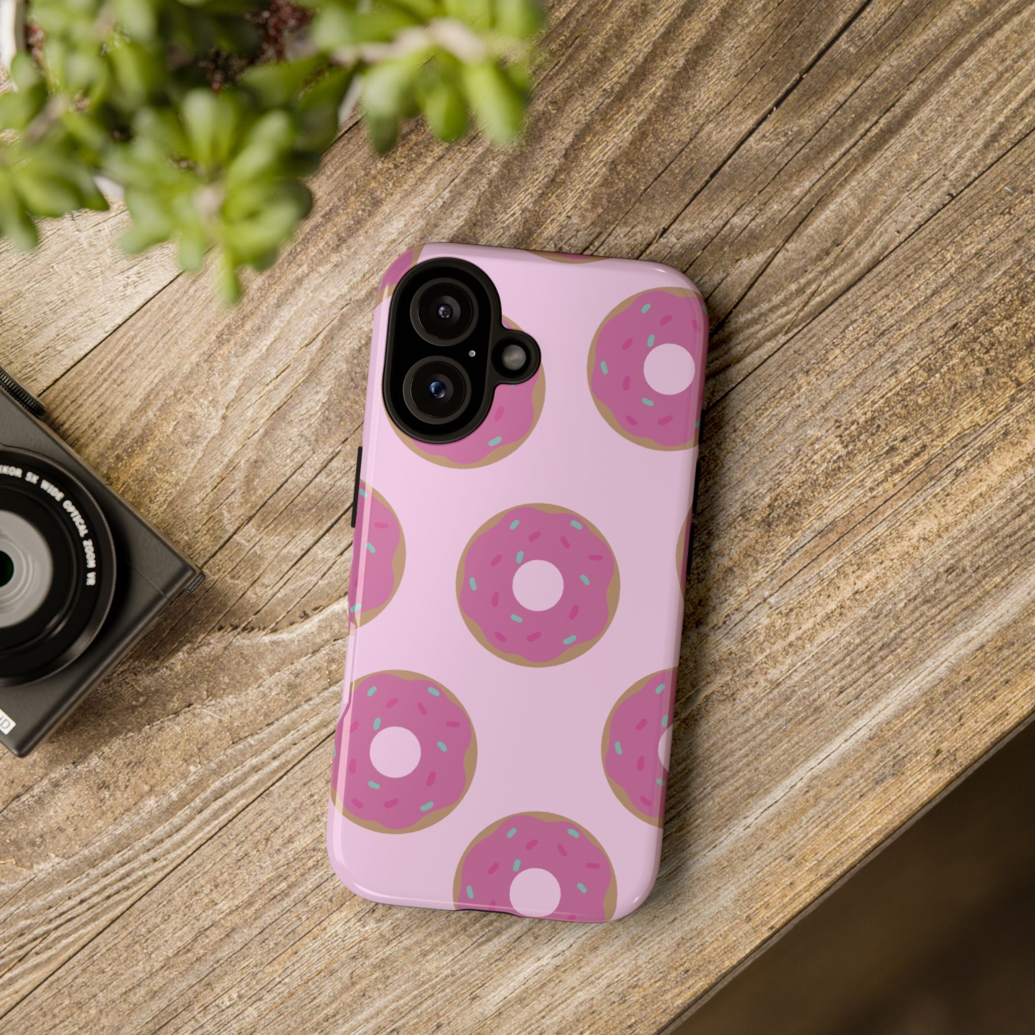 Pink Donut Pattern Tough Phone Case — Cute Sprinkles Protective Cover