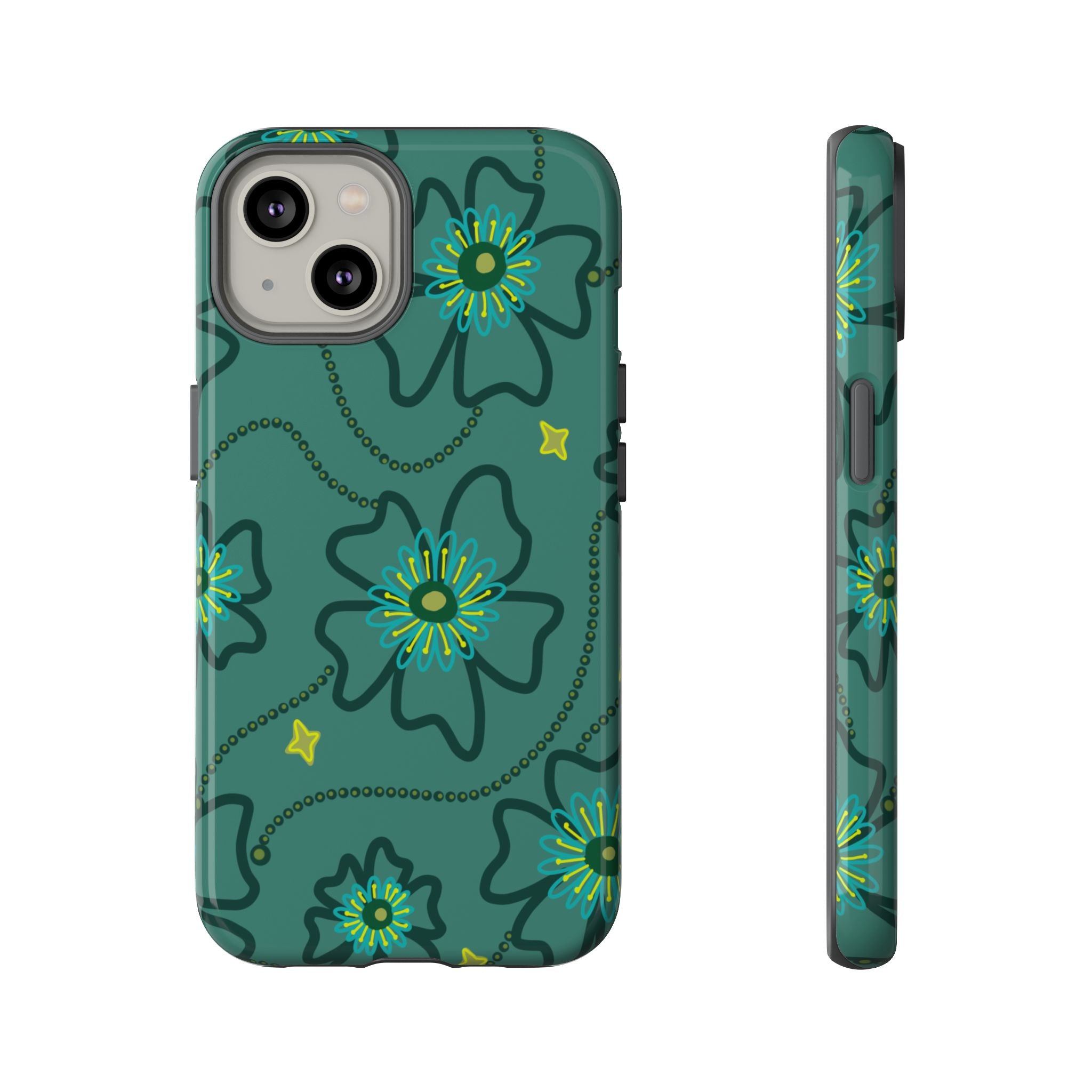 Tough Cases - Teal Floral Protective Phone Case