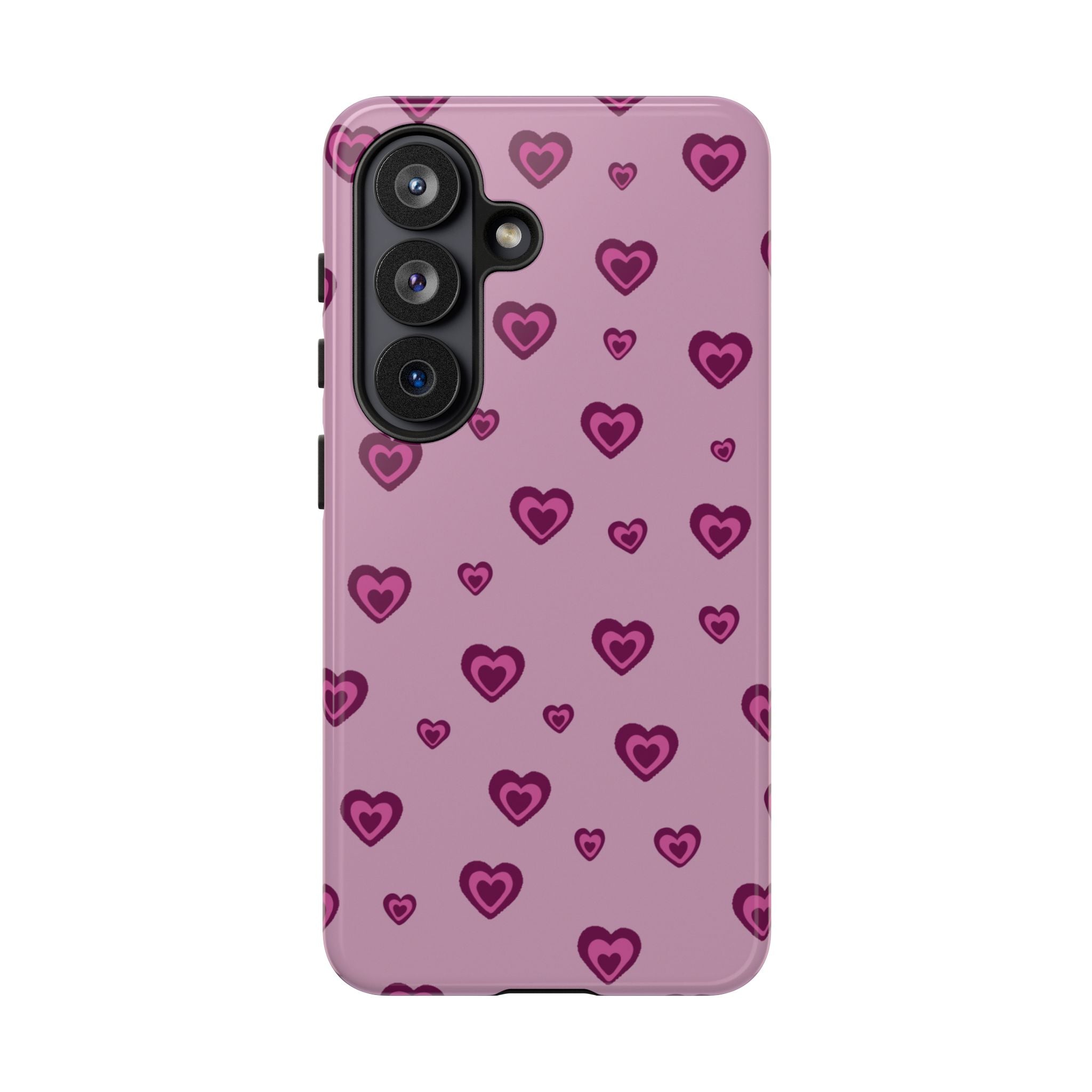 Pink Heart Pattern Tough Phone Case — Cute Protective iPhone Cover