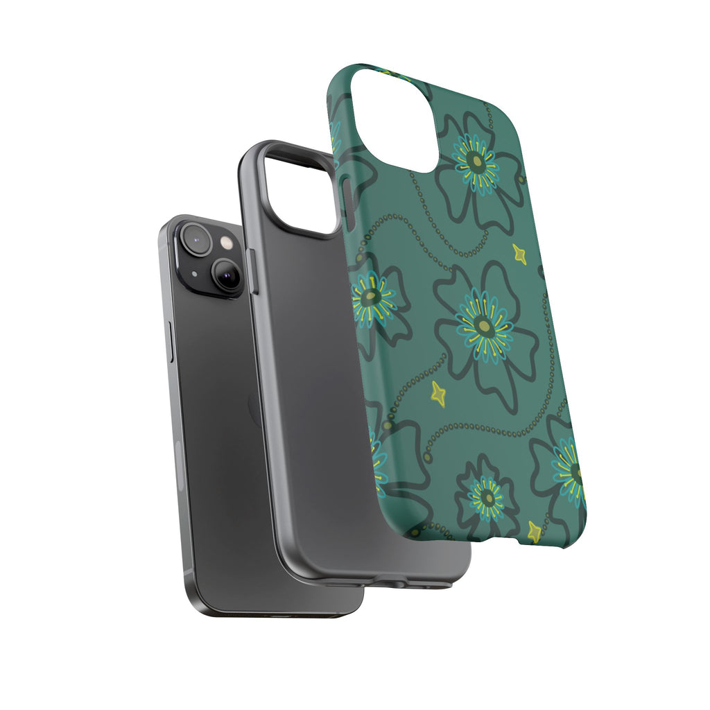 Tough Cases - Teal Floral Protective Phone Case