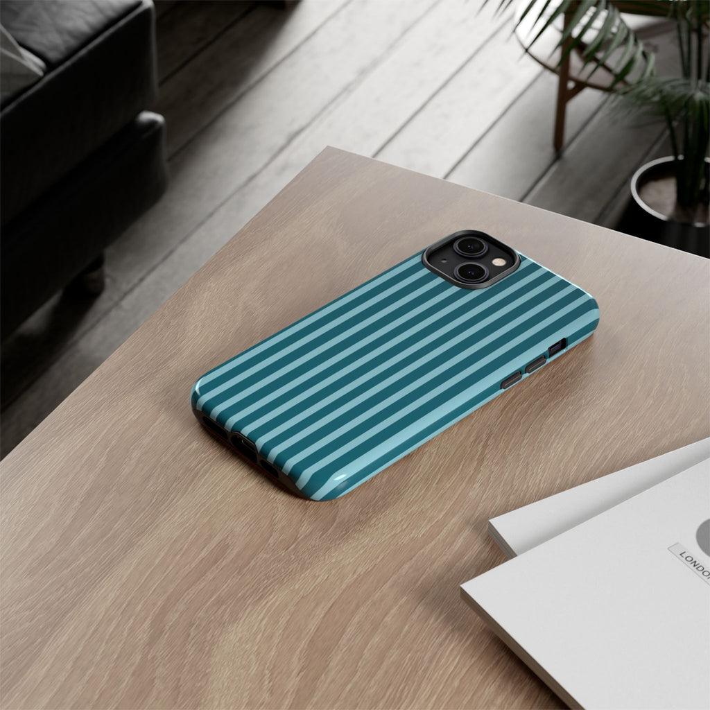 Striped Teal Tough Phone Case