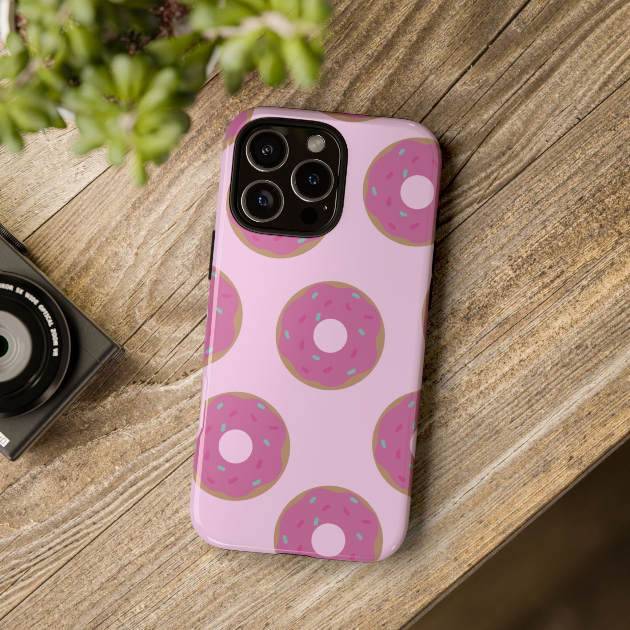 Pink Donut Pattern Tough Phone Case — Cute Sprinkles Protective Cover