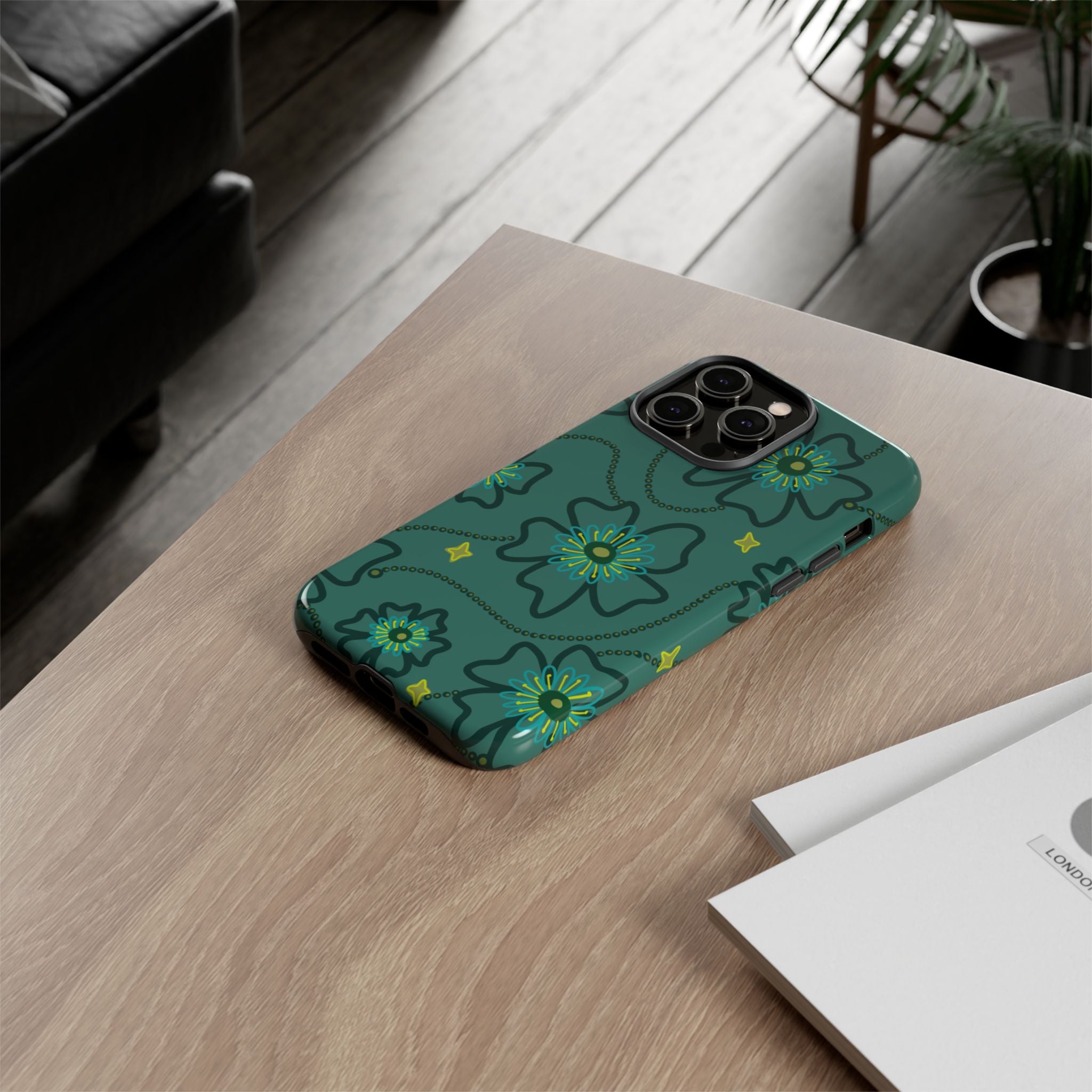 Tough Cases - Teal Floral Protective Phone Case