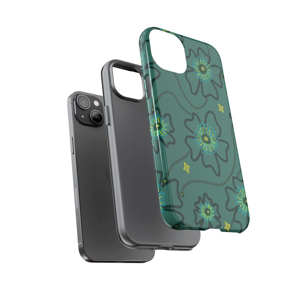 Tough Cases - Teal Floral Protective Phone Case