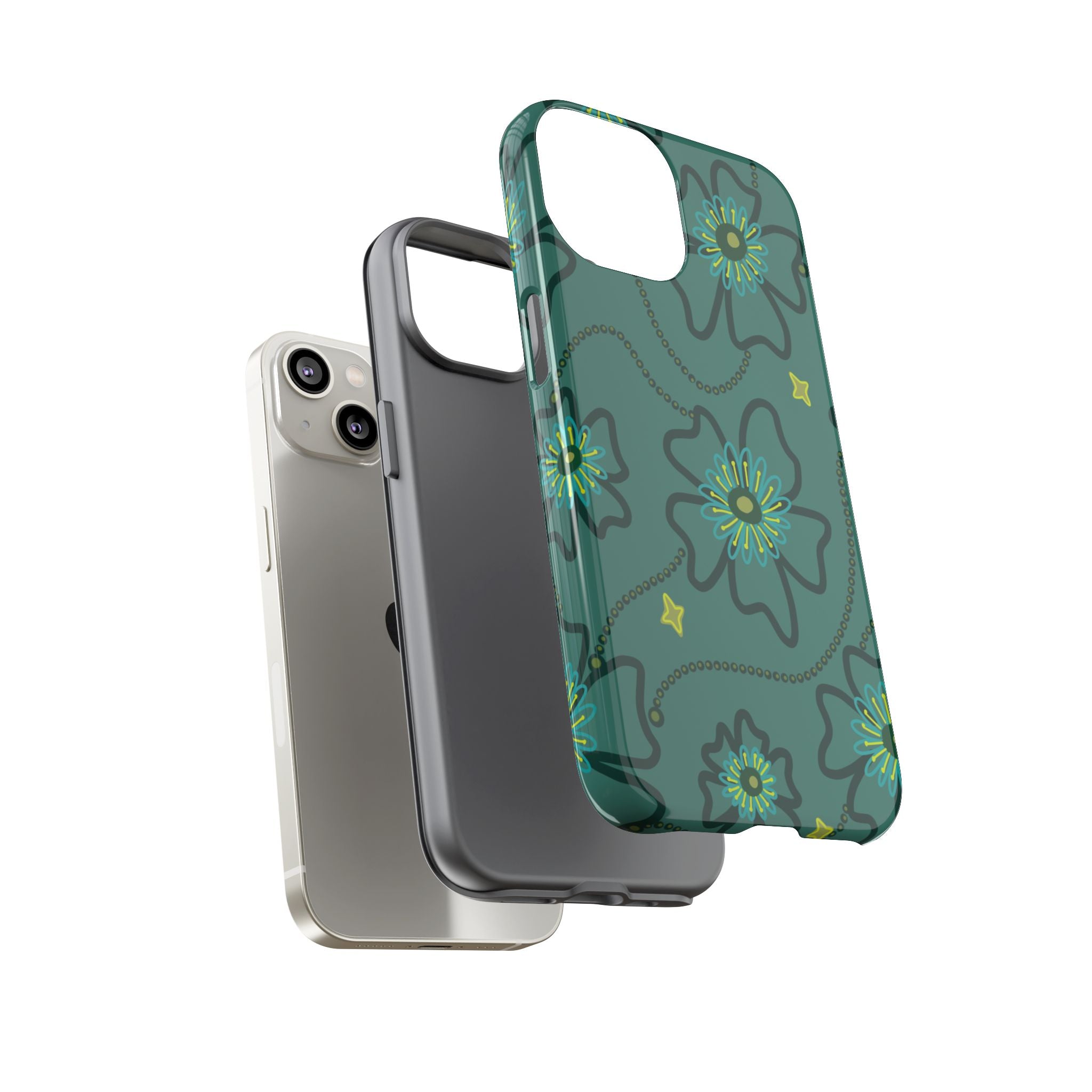 Tough Cases - Teal Floral Protective Phone Case