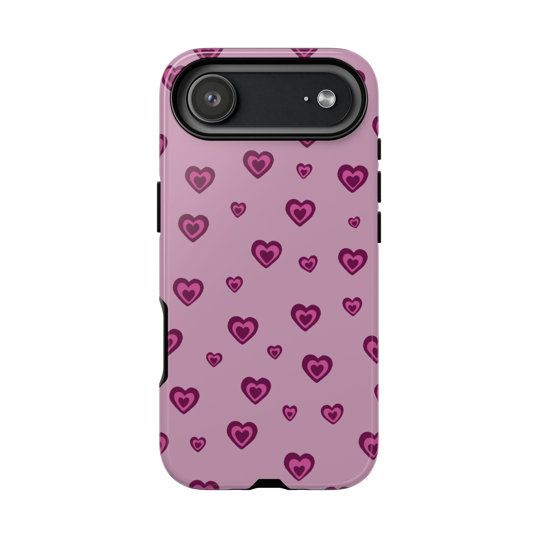 Pink Heart Pattern Tough Phone Case — Cute Protective iPhone Cover