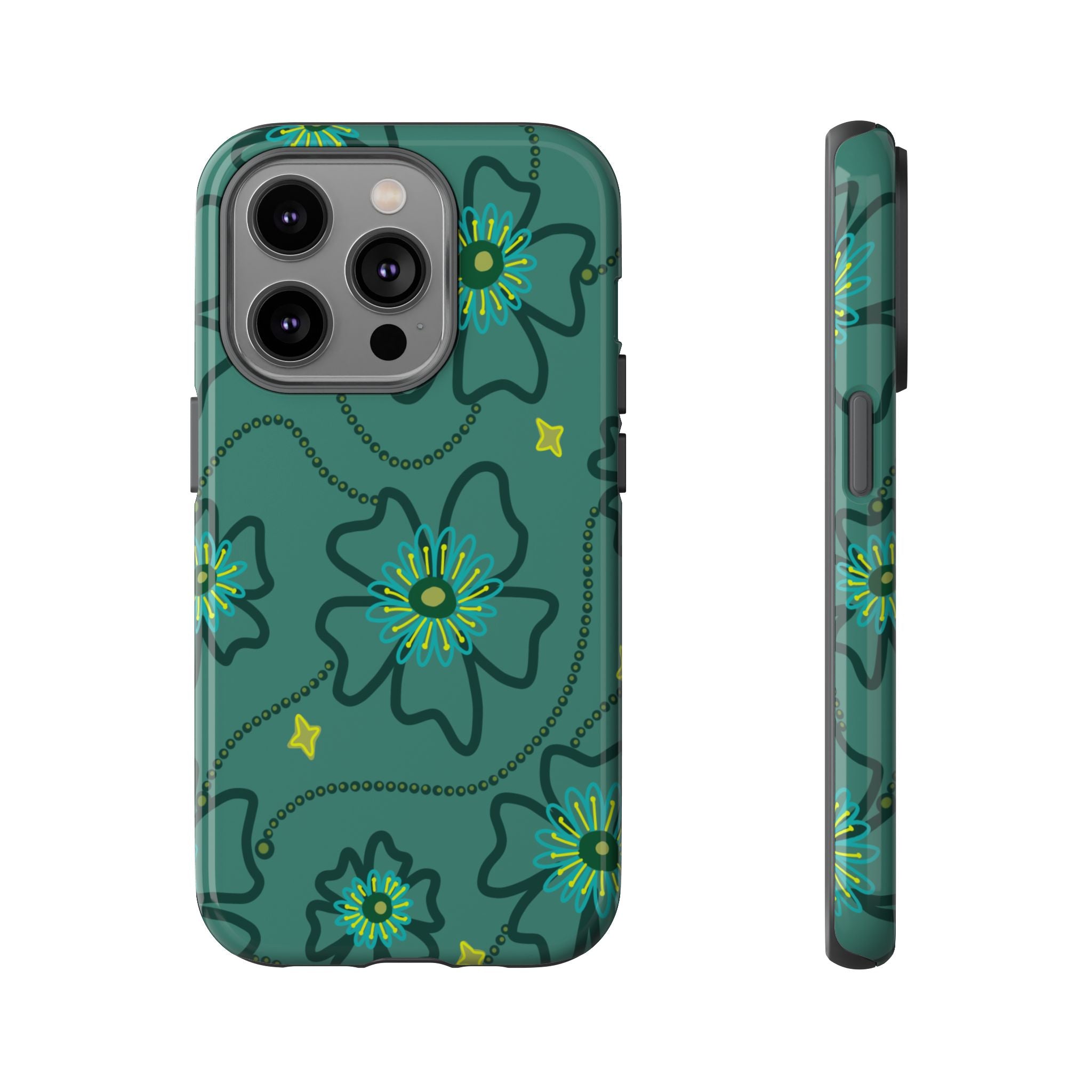 Tough Cases - Teal Floral Protective Phone Case