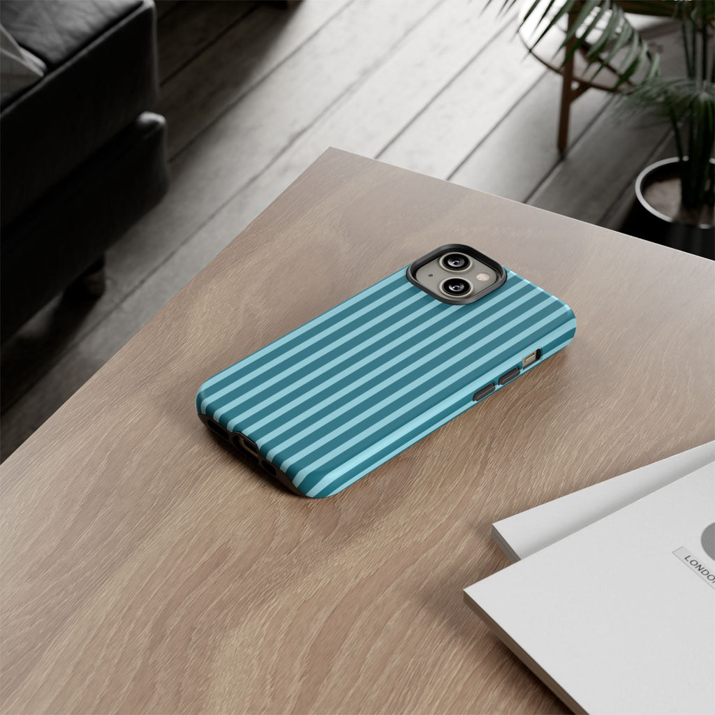 Striped Teal Tough Phone Case