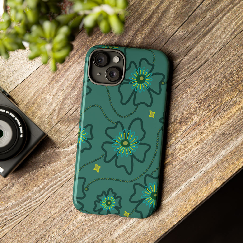 Tough Cases - Teal Floral Protective Phone Case