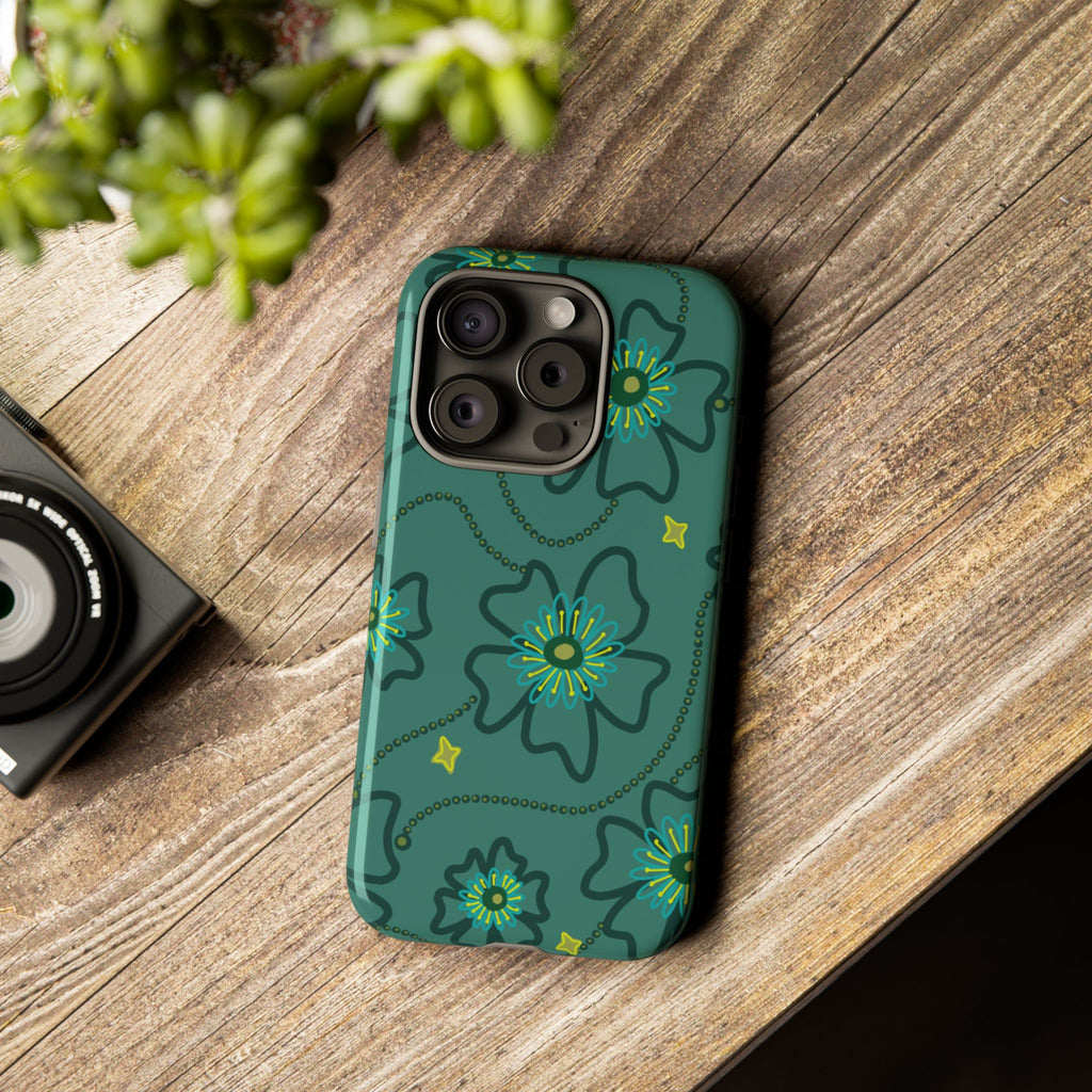 Tough Cases - Teal Floral Protective Phone Case
