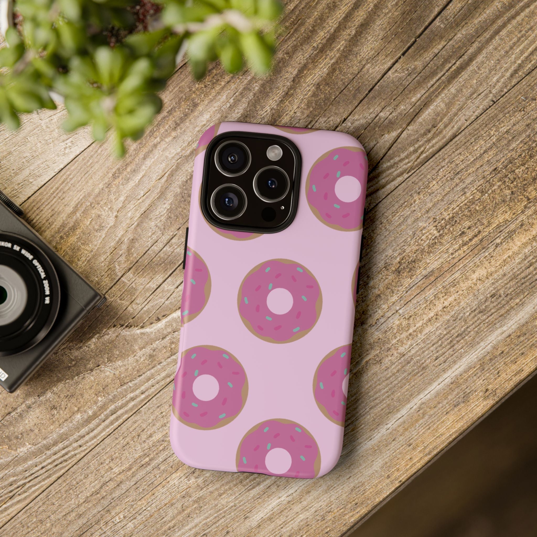 Pink Donut Pattern Tough Phone Case — Cute Sprinkles Protective Cover