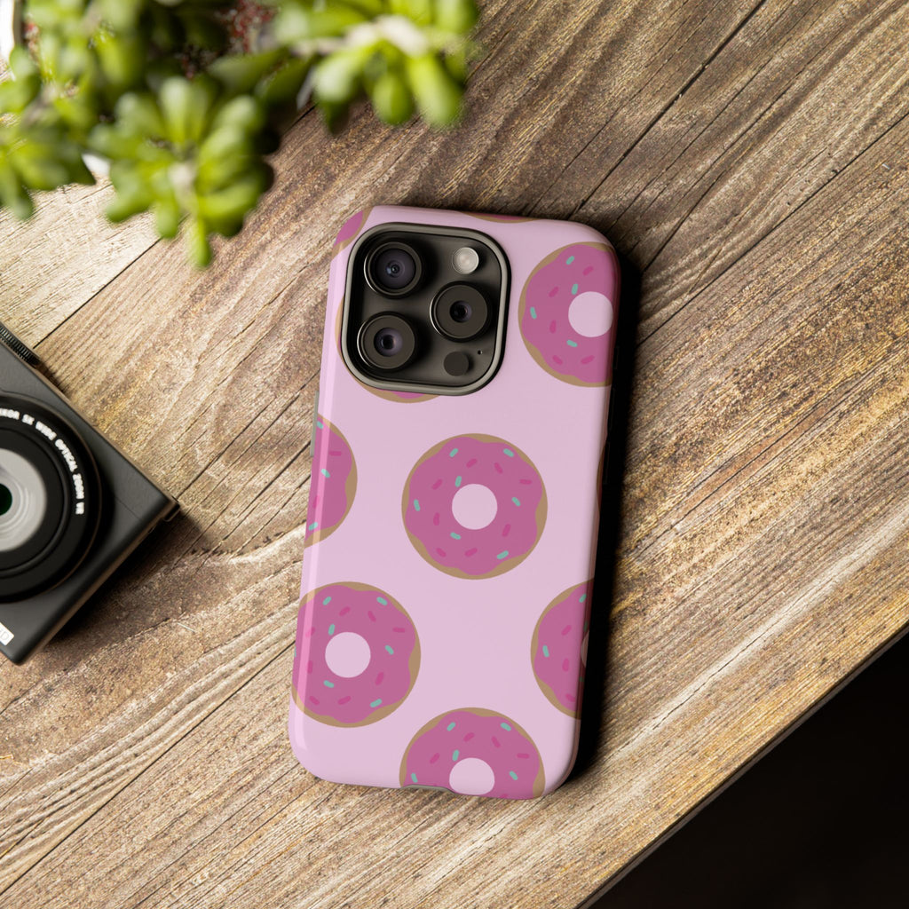 Pink Donut Pattern Tough Phone Case — Cute Sprinkles Protective Cover