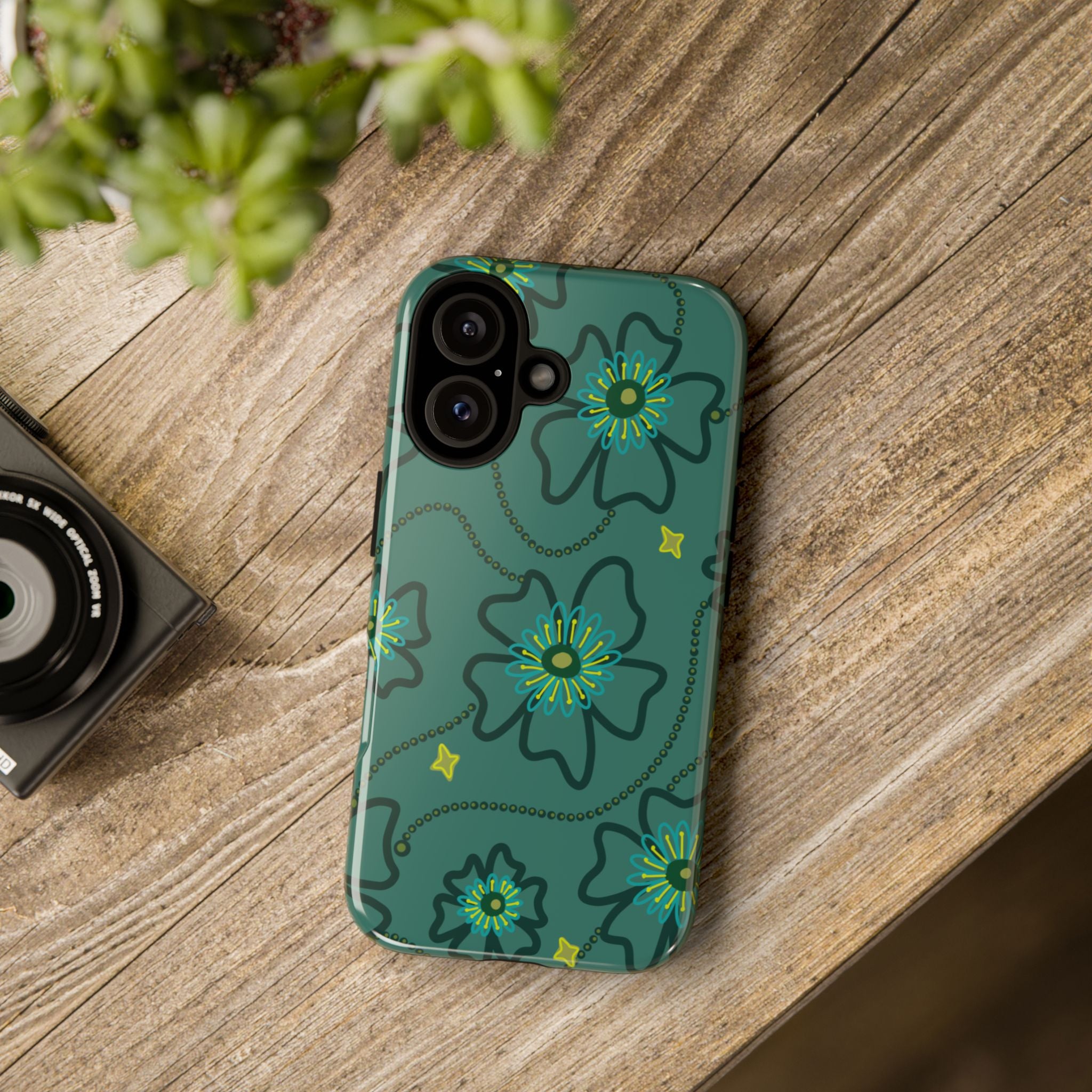 Tough Cases - Teal Floral Protective Phone Case