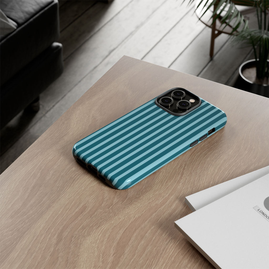 Striped Teal Tough Phone Case