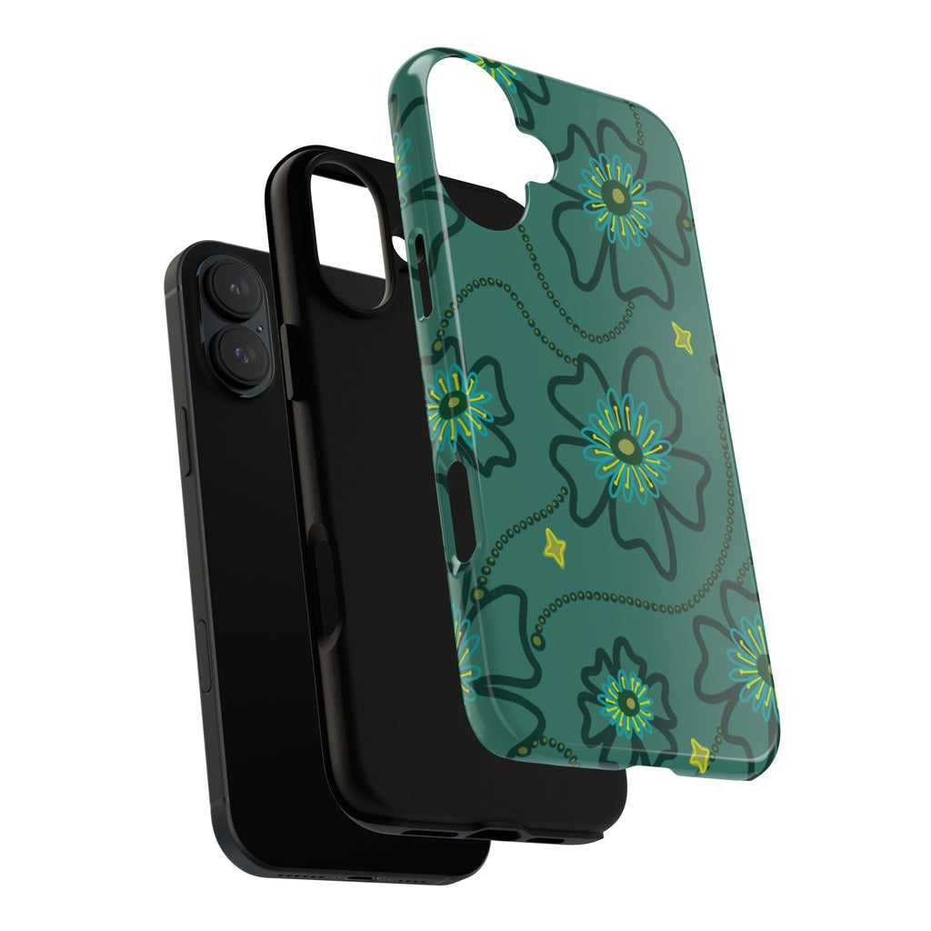 Tough Cases - Teal Floral Protective Phone Case