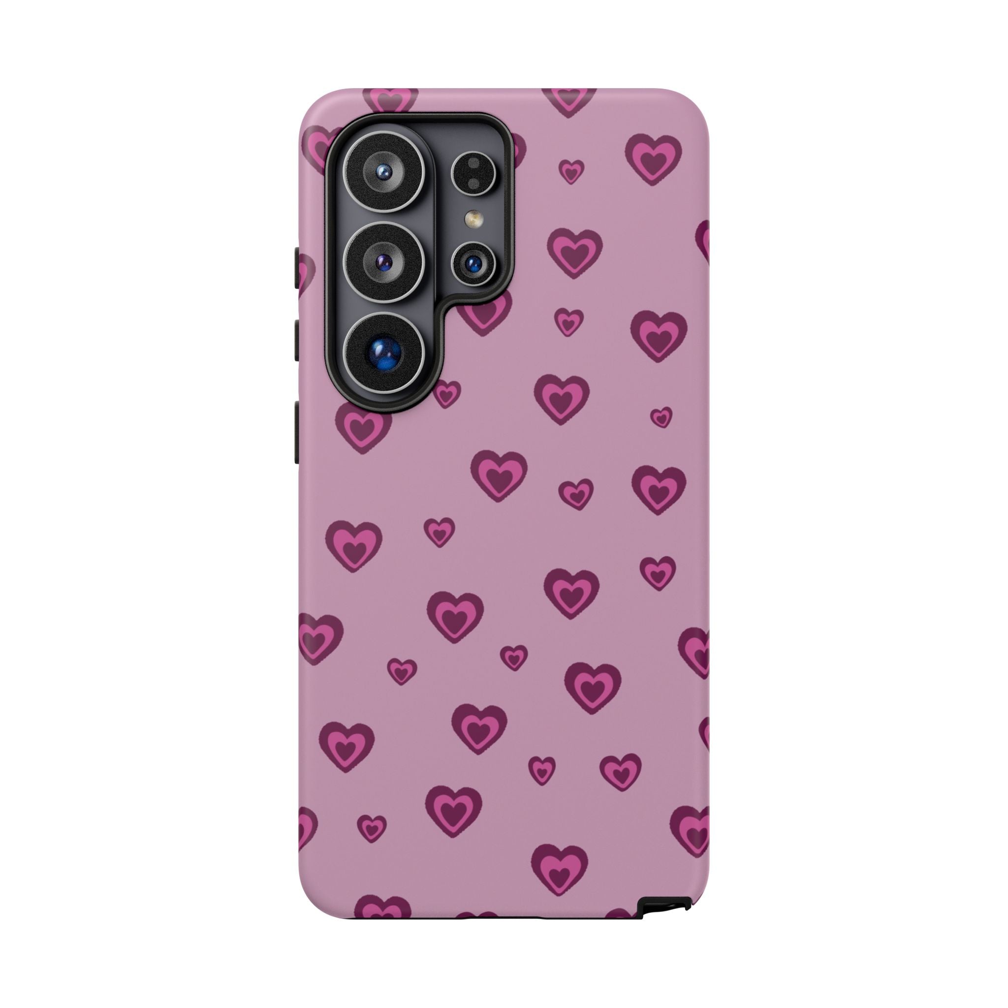 Pink Heart Pattern Tough Phone Case — Cute Protective iPhone Cover