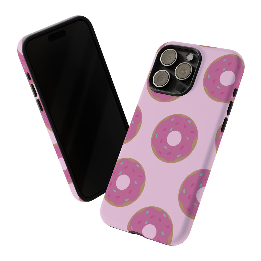 Pink Donut Pattern Tough Phone Case — Cute Sprinkles Protective Cover