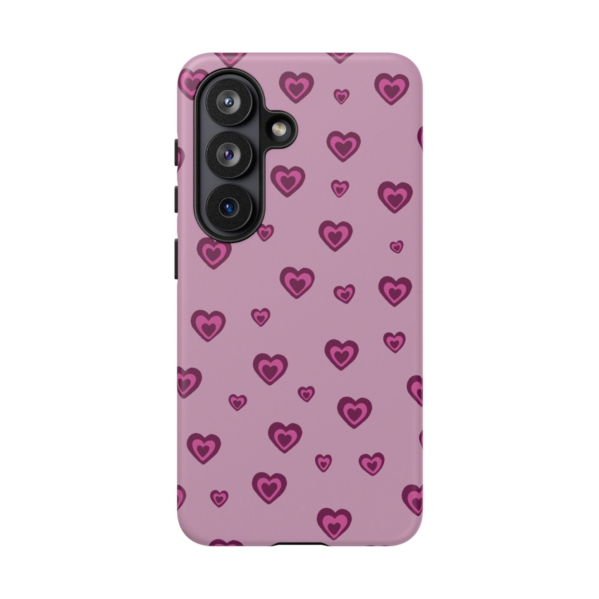 Pink Heart Pattern Tough Phone Case — Cute Protective iPhone Cover