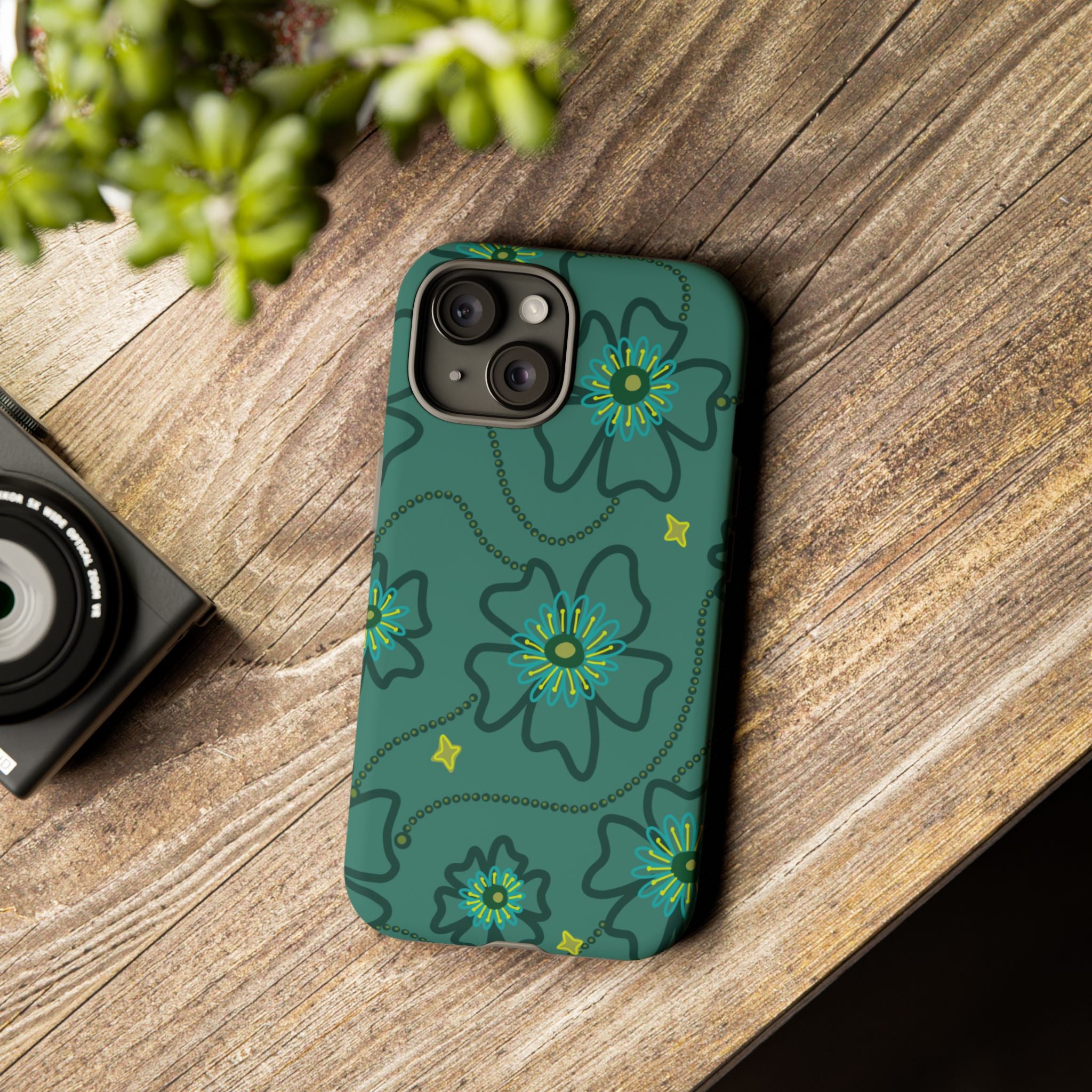 Tough Cases - Teal Floral Protective Phone Case