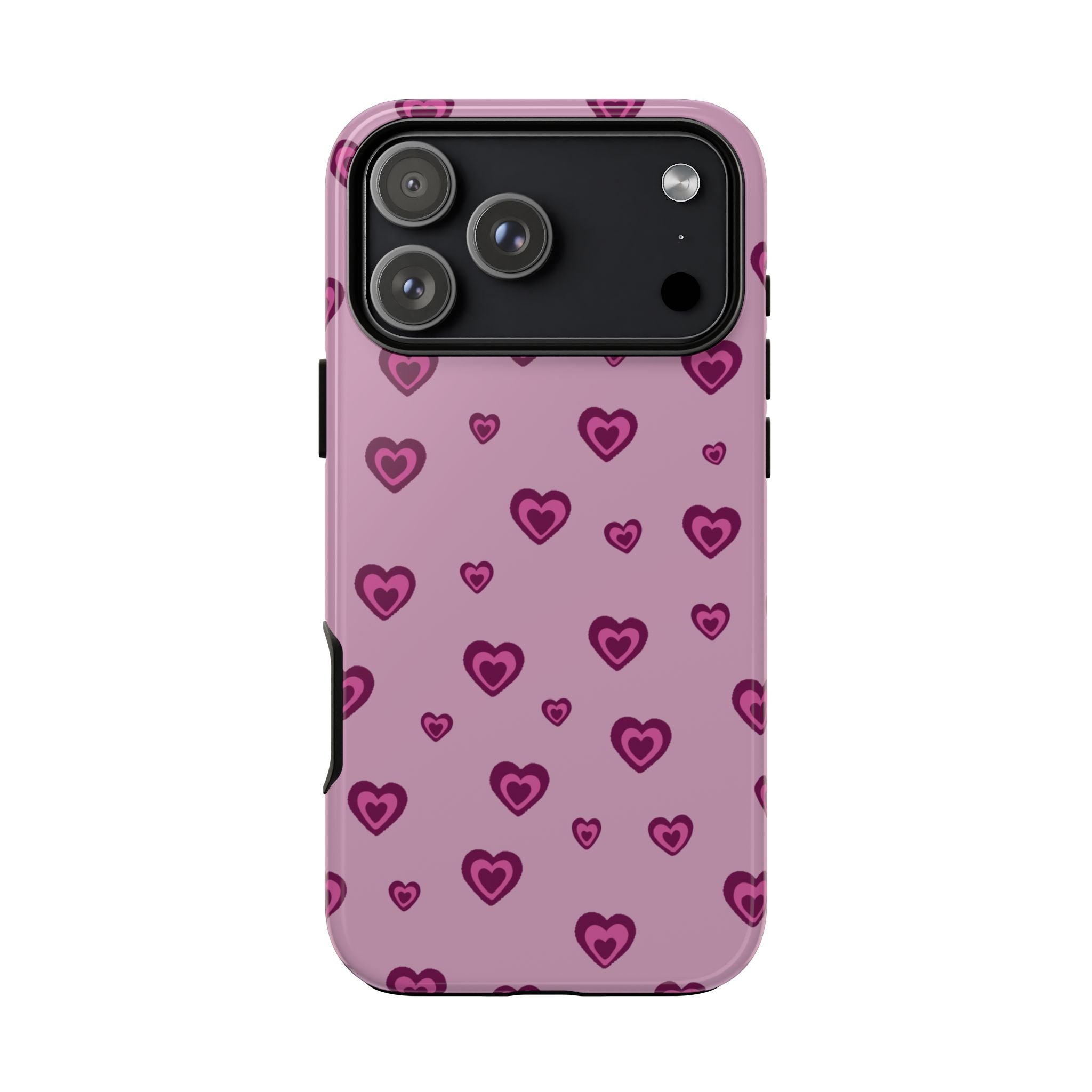 Pink Heart Pattern Tough Phone Case — Cute Protective iPhone Cover