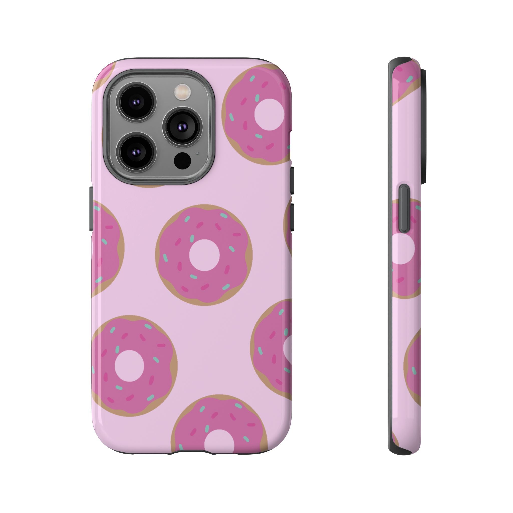 Pink Donut Pattern Tough Phone Case — Cute Sprinkles Protective Cover