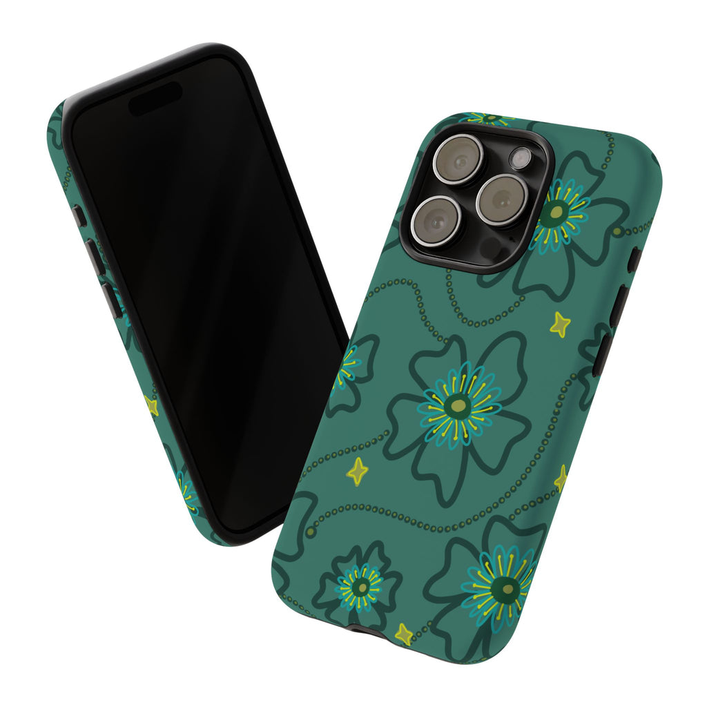 Tough Cases - Teal Floral Protective Phone Case