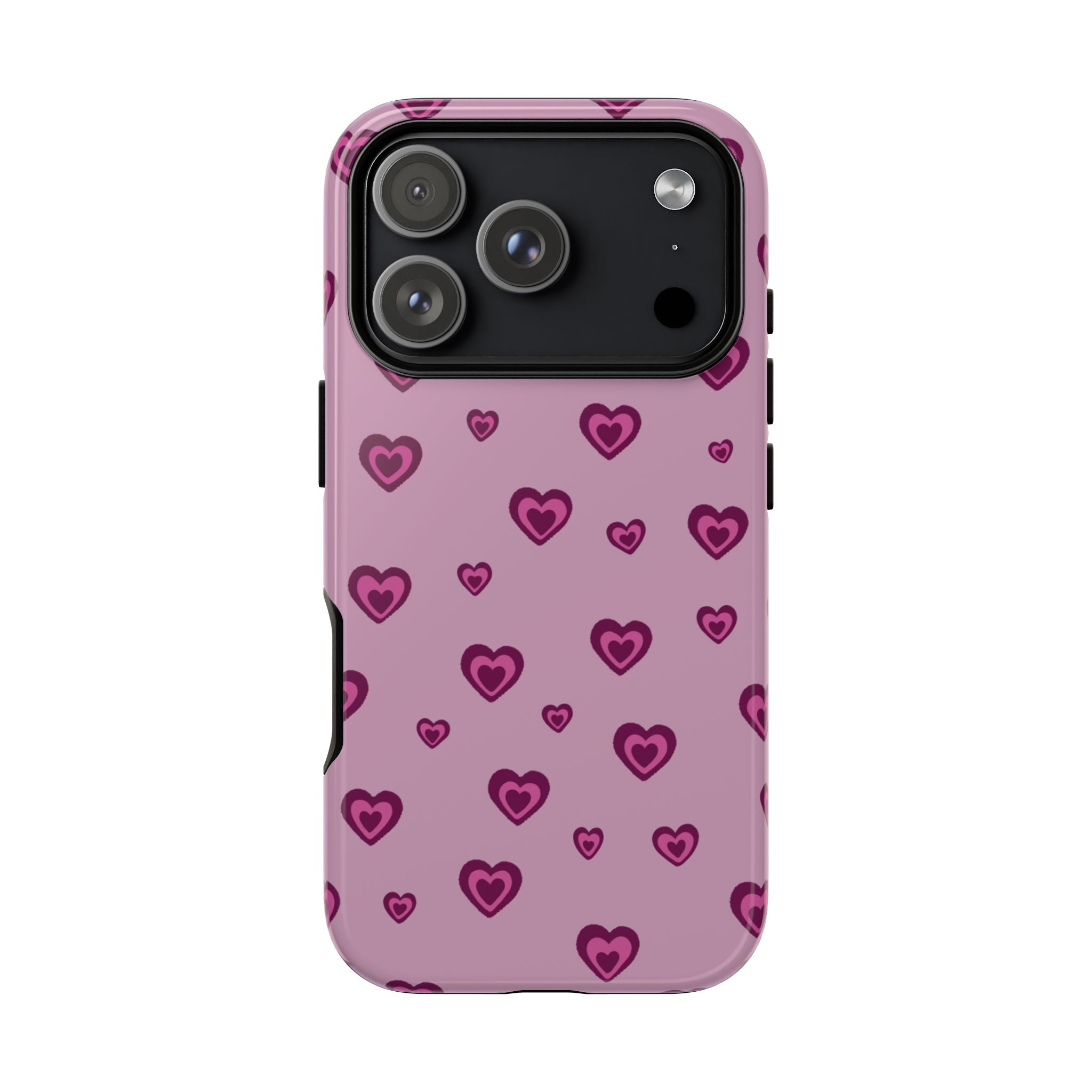 Pink Heart Pattern Tough Phone Case — Cute Protective iPhone Cover