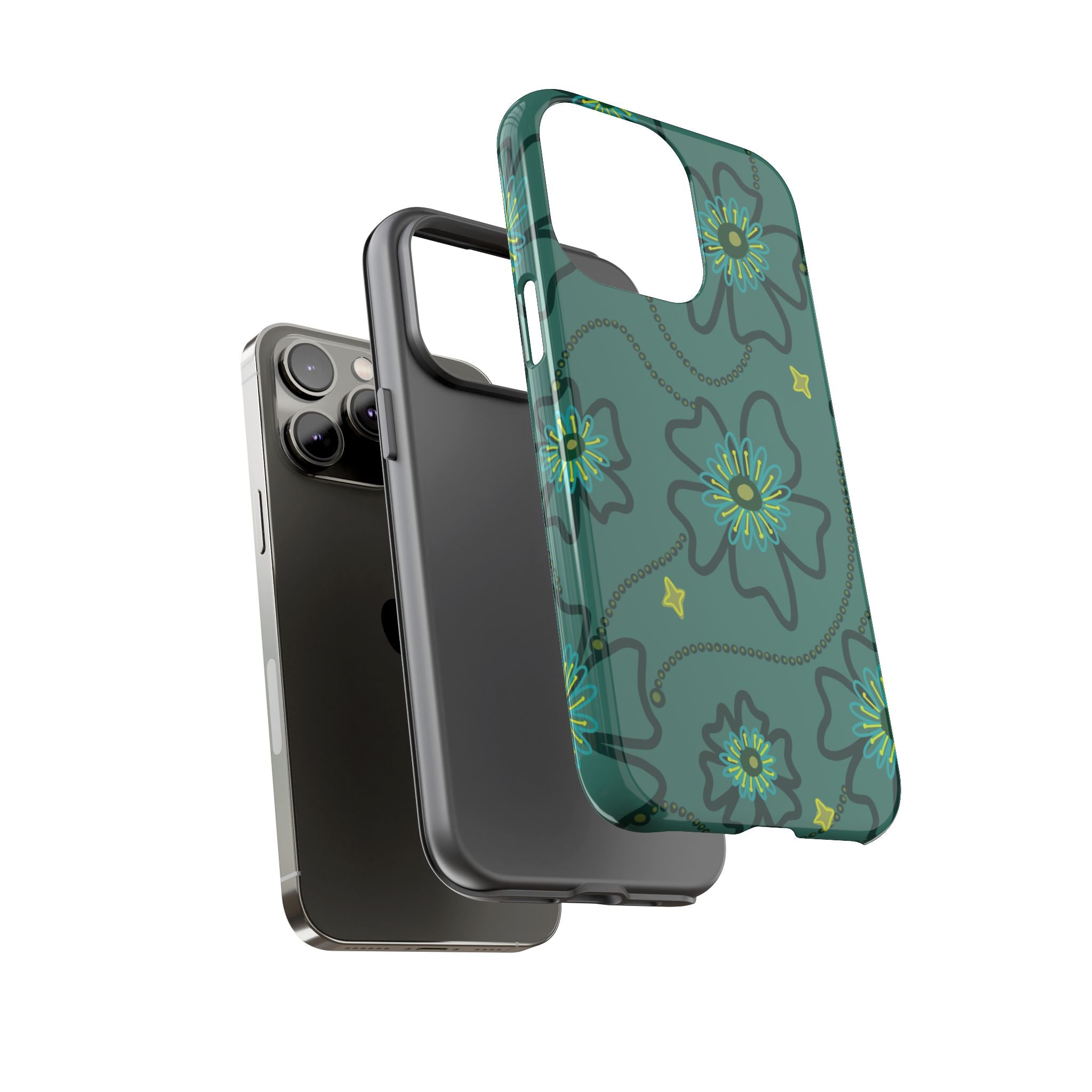 Tough Cases - Teal Floral Protective Phone Case