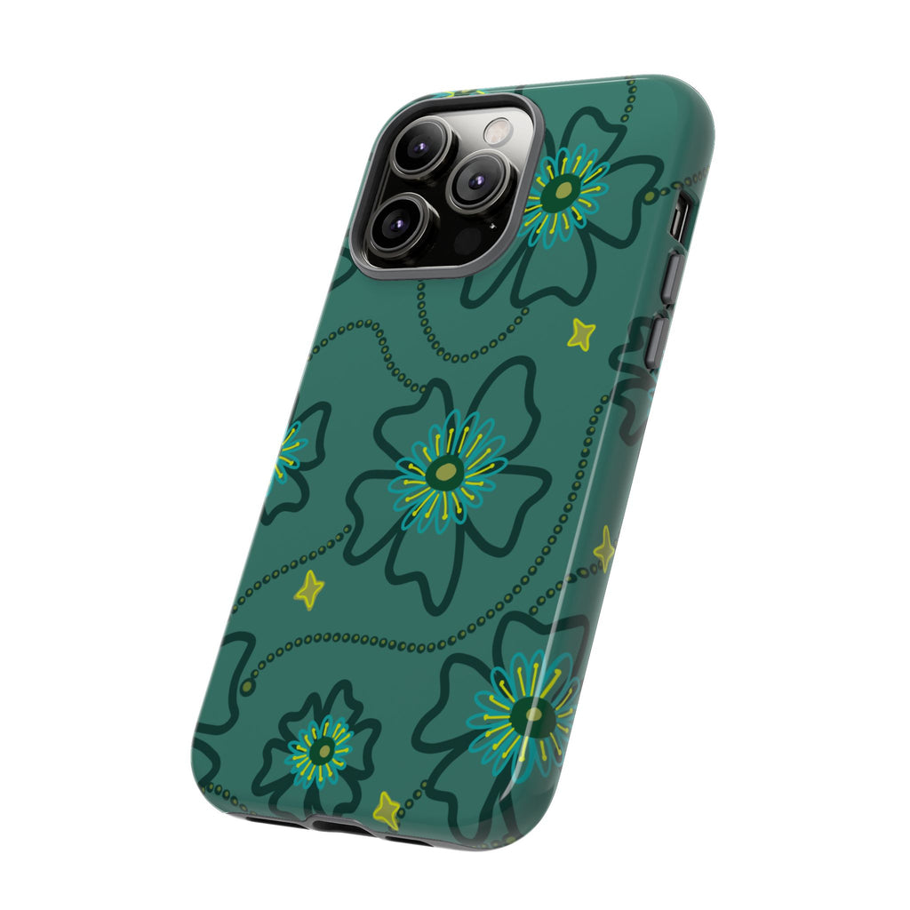 Tough Cases - Teal Floral Protective Phone Case