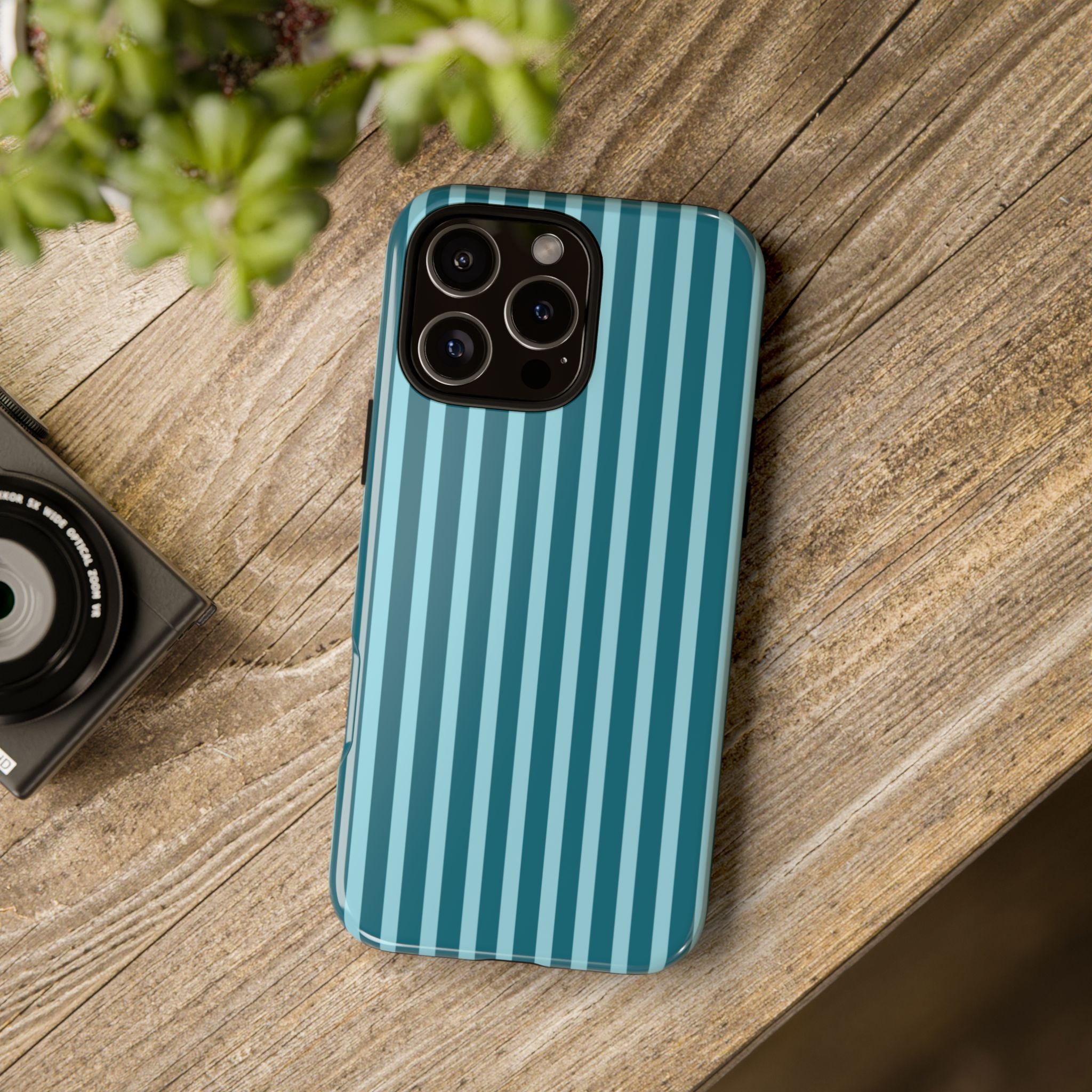 Striped Teal Tough Phone Case