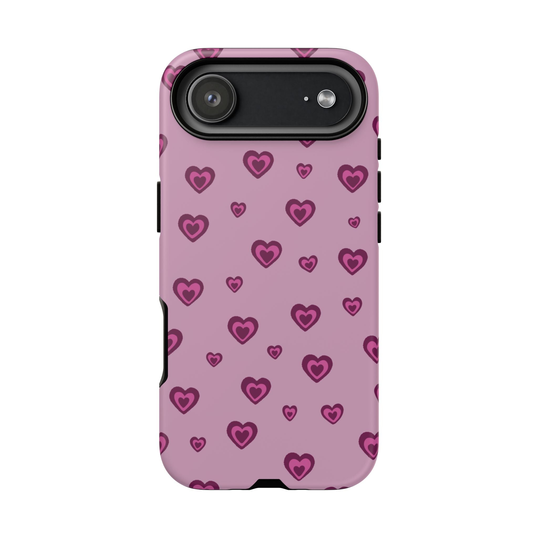 Pink Heart Pattern Tough Phone Case — Cute Protective iPhone Cover