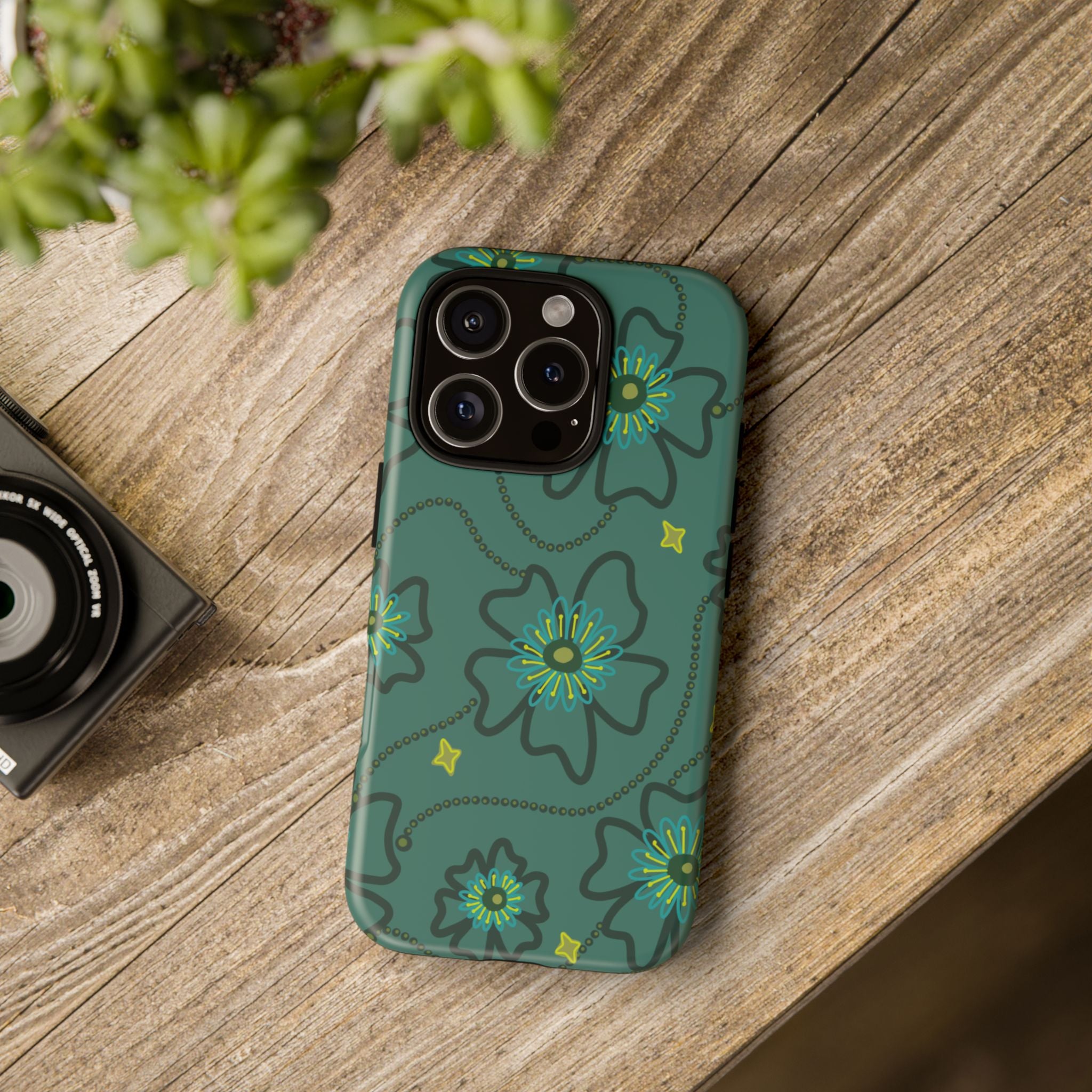 Tough Cases - Teal Floral Protective Phone Case