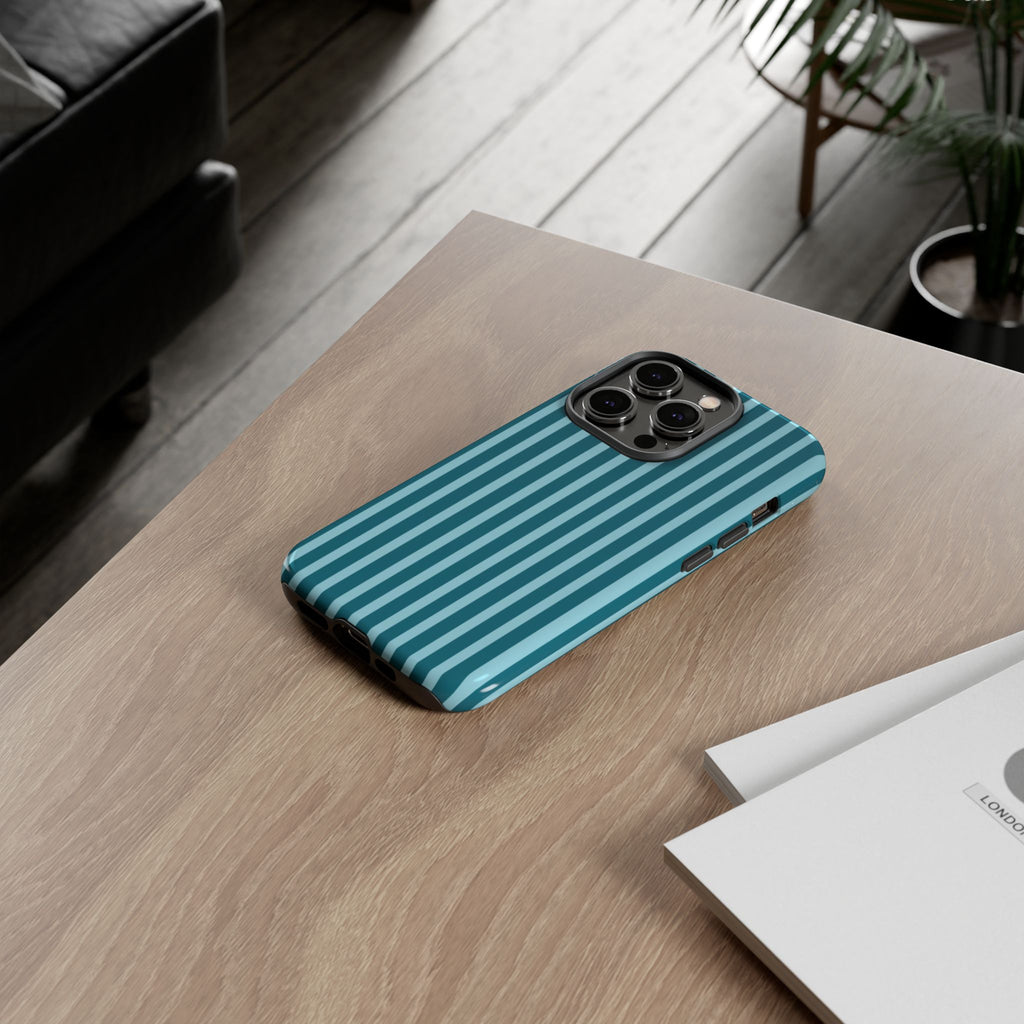 Striped Teal Tough Phone Case